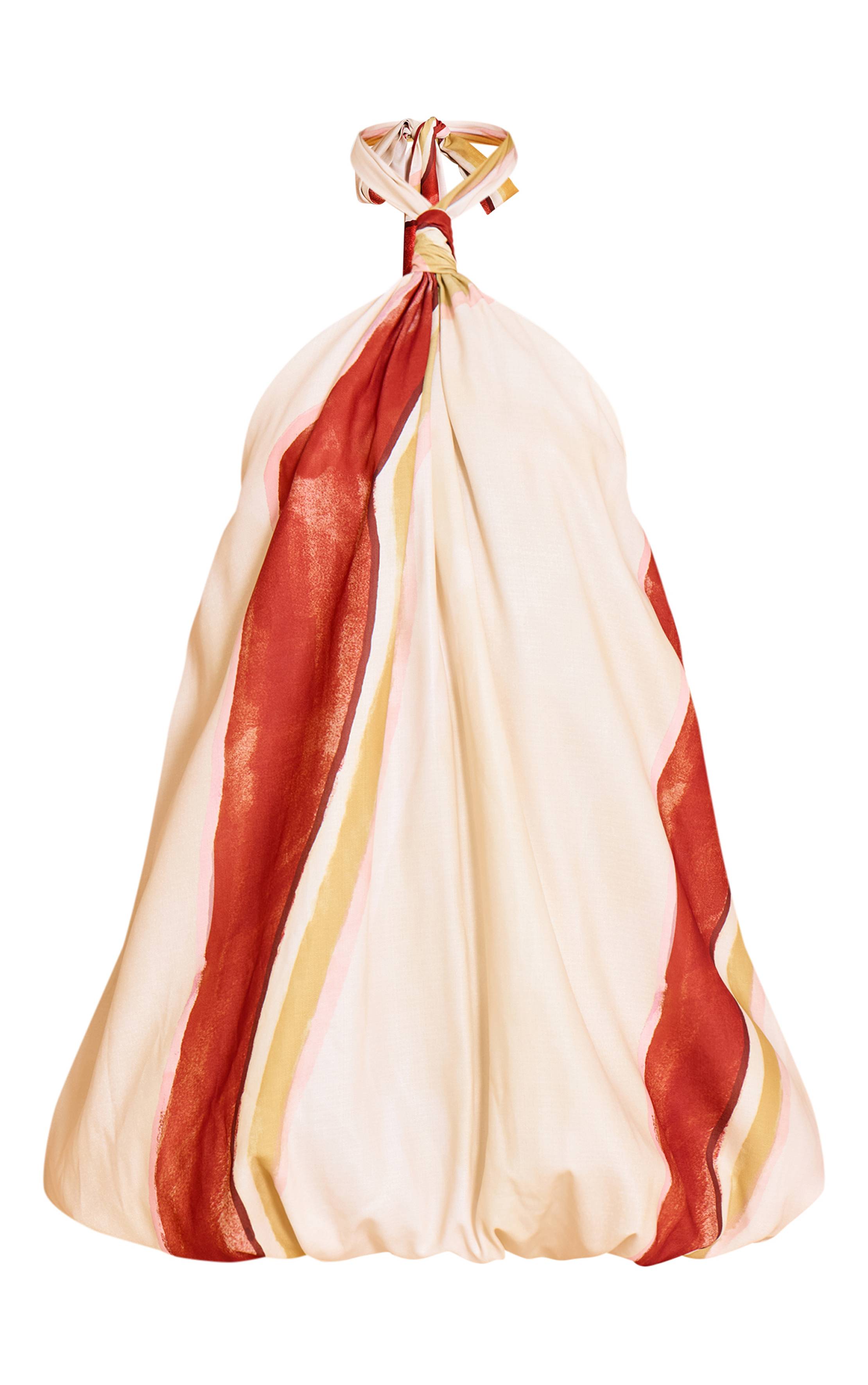 Crème Robe Mini Bouffante Imprimée À Col Licou