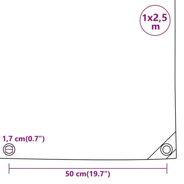 vidaXL Presenning blå 1x2,5 m 650 g/m²