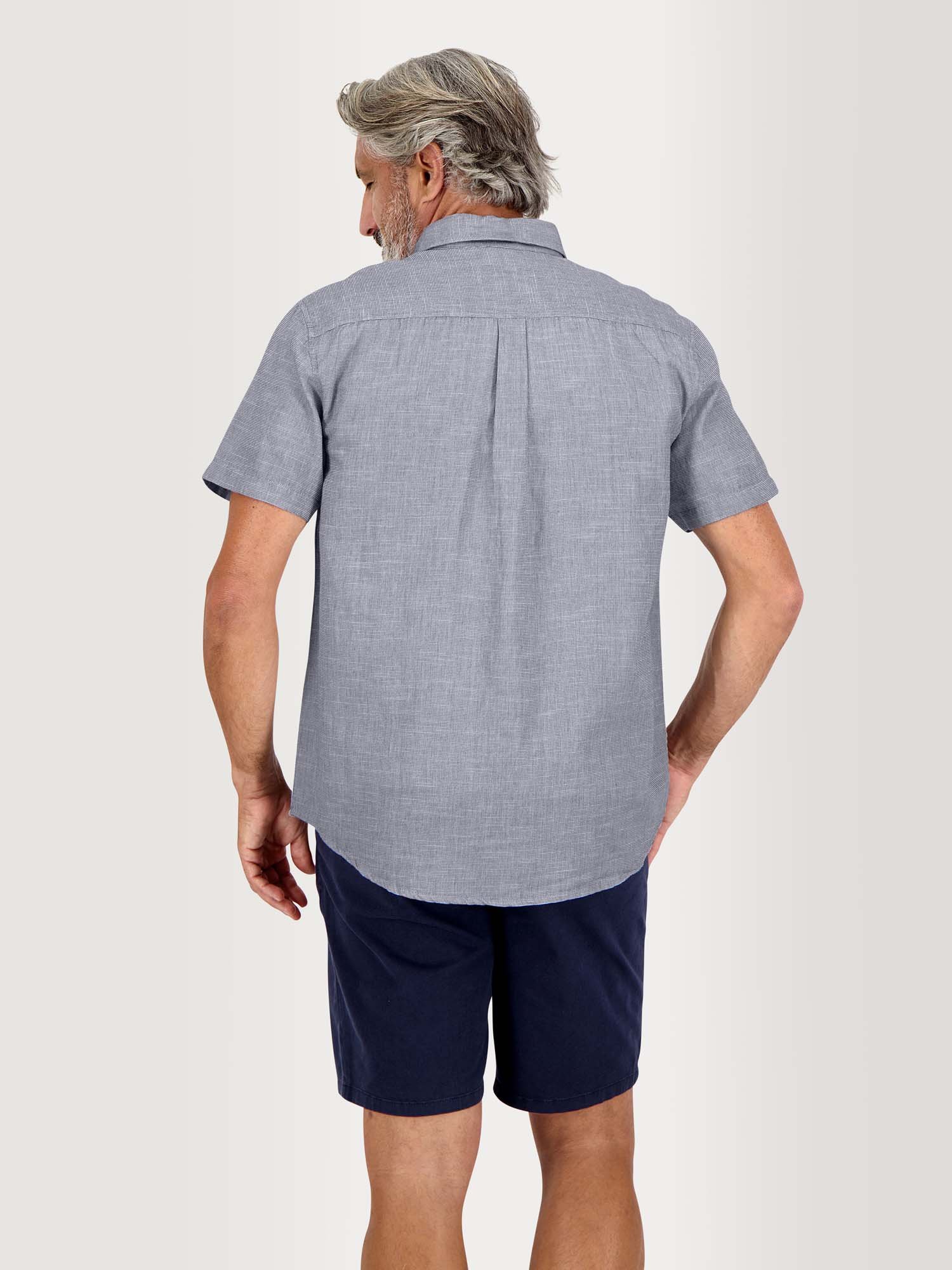 Chemise Homme Manches Courtes Coton Marine