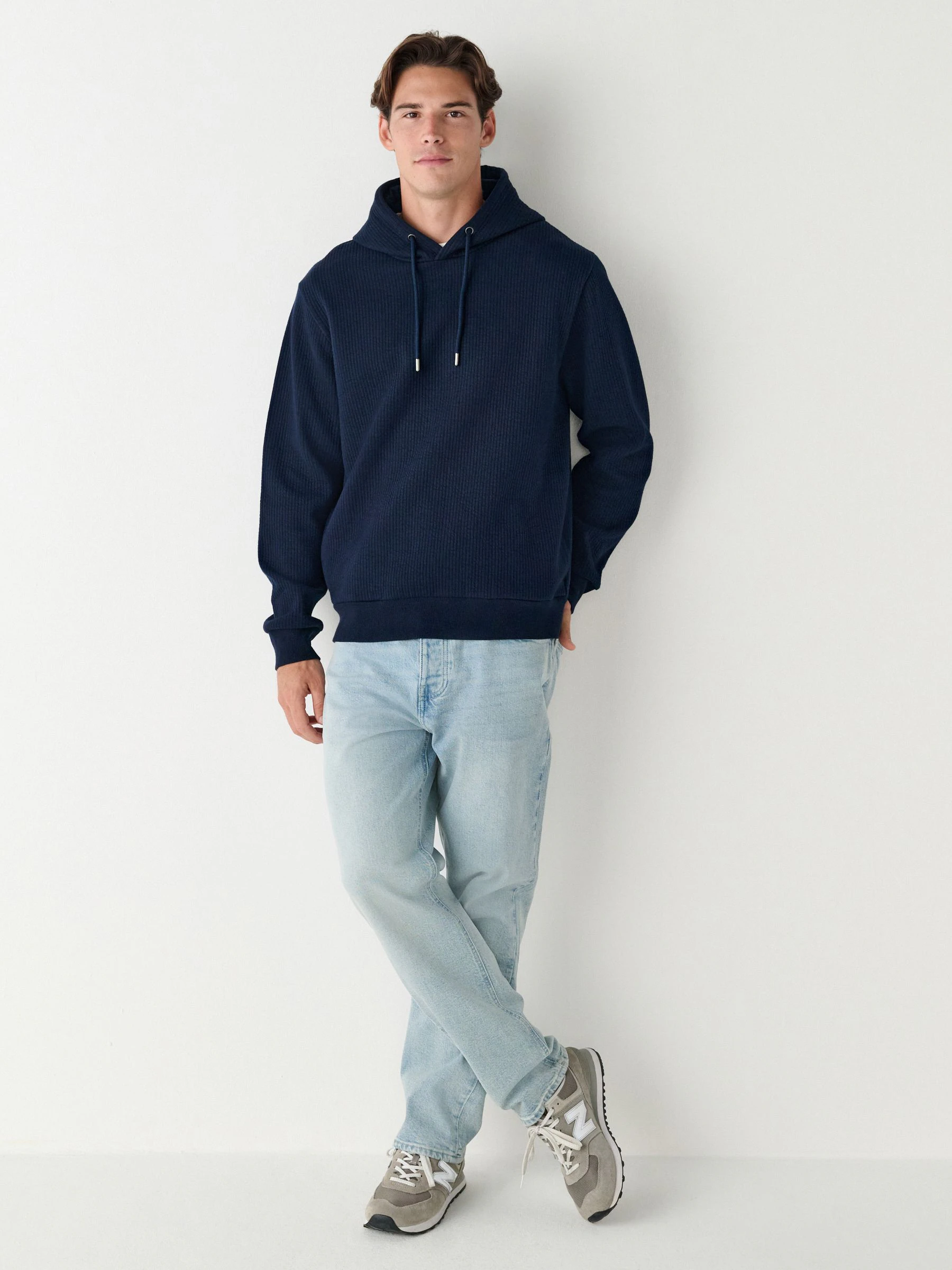 Donkerblauw - Lineaire textuur hoodie