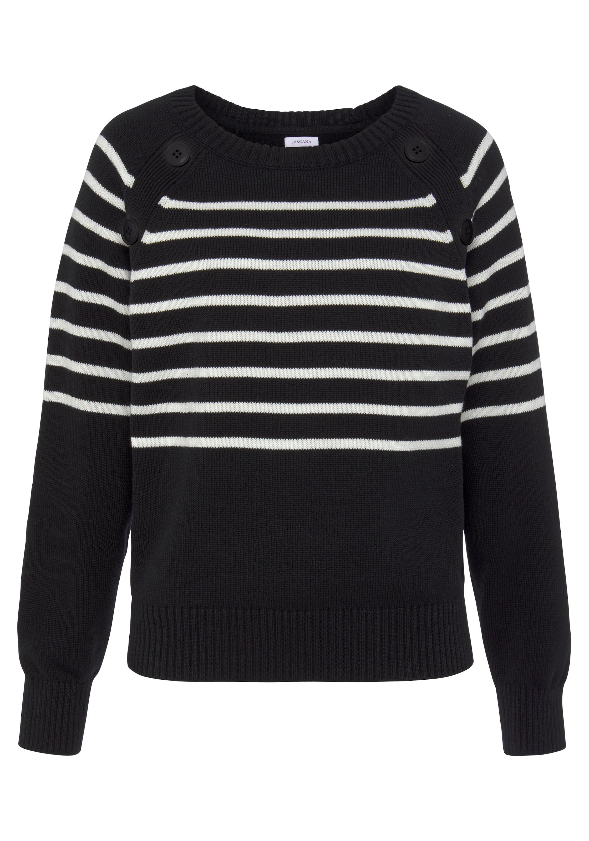 Vivance Streifenpullover , mit Zierknöpfen, Streifenoptik, Strickpullover, modisch