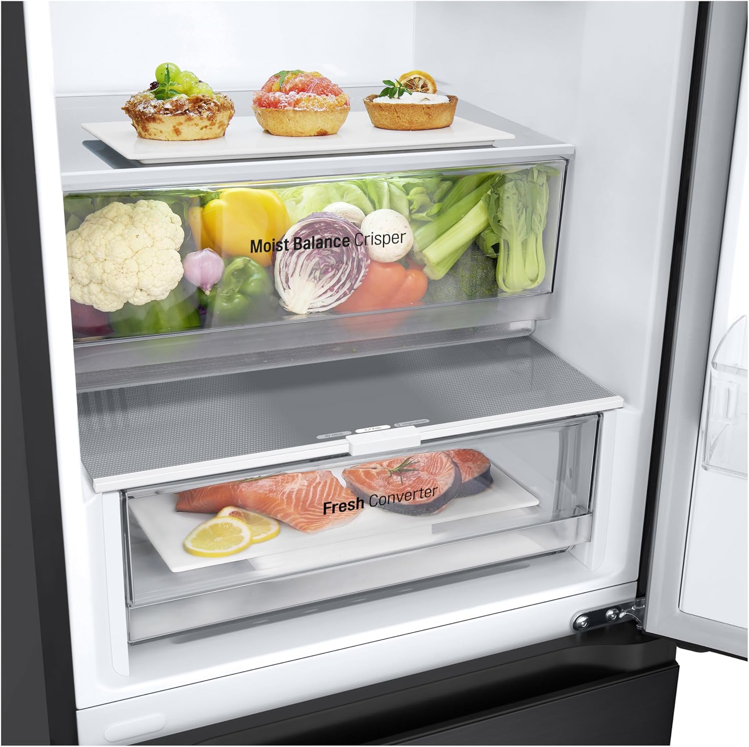 LG GBV3100AEP Kühl-Gefrierkombi Total No Frost, 344L, 1860mm hoch, A, Smart Inverter Compressor, LINEARCooling, 33 dB(A), Metallic Schwarz.