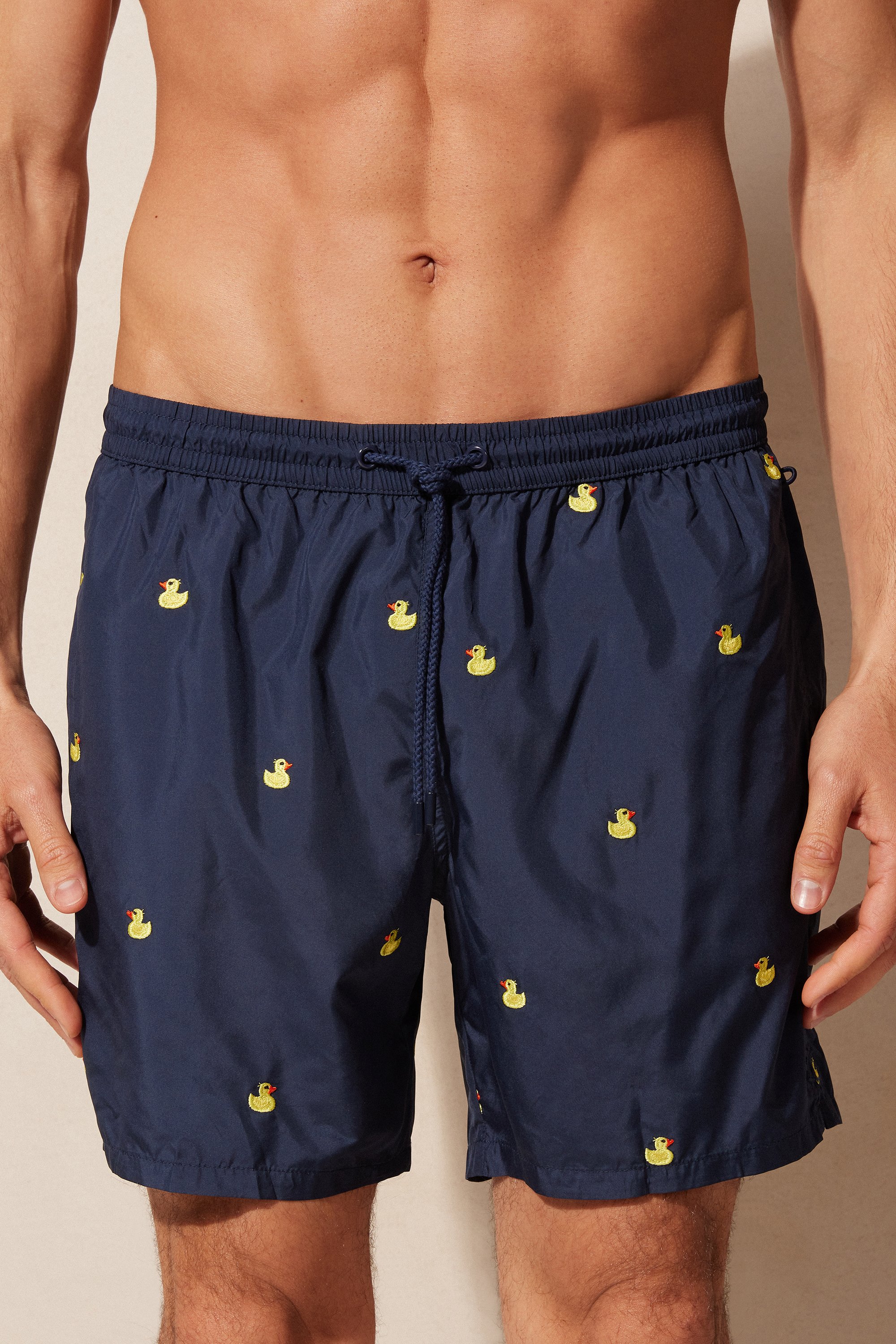 Maiô boxer com bordado de pato