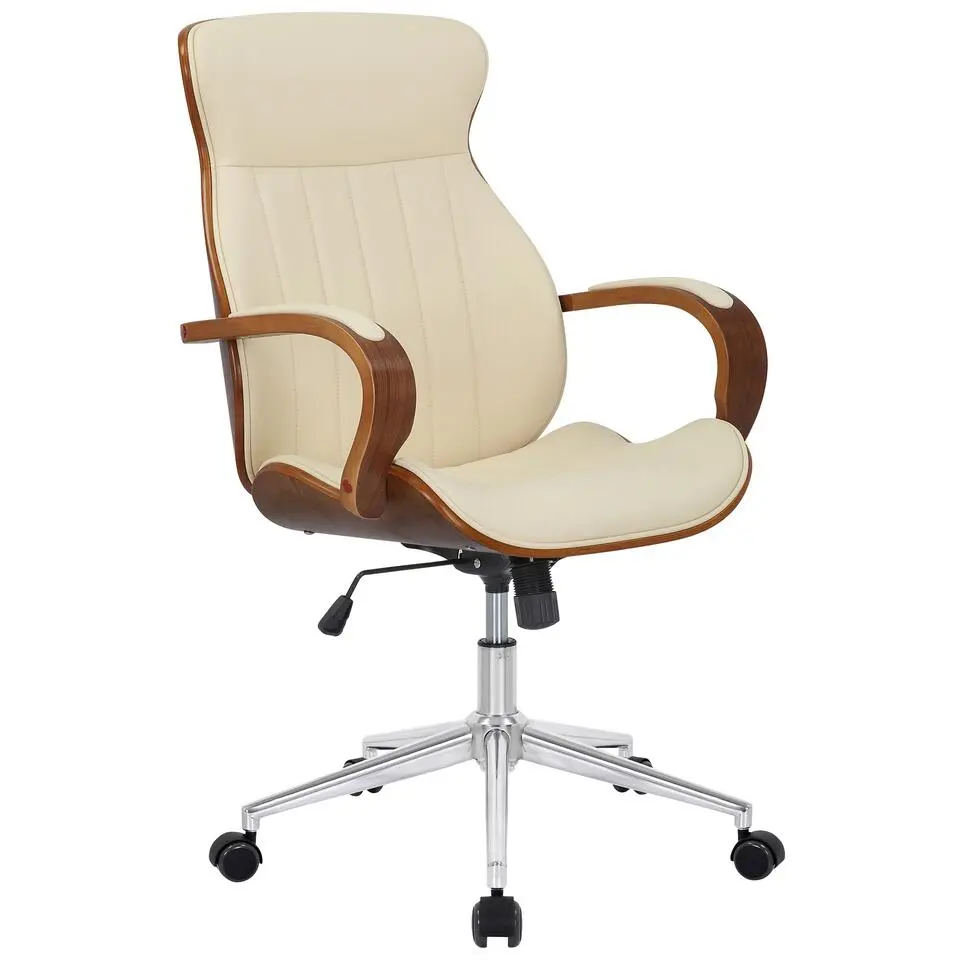 CLP Bureaustoel Melilla chroom Frame - Kunstleer - walnoot/creme