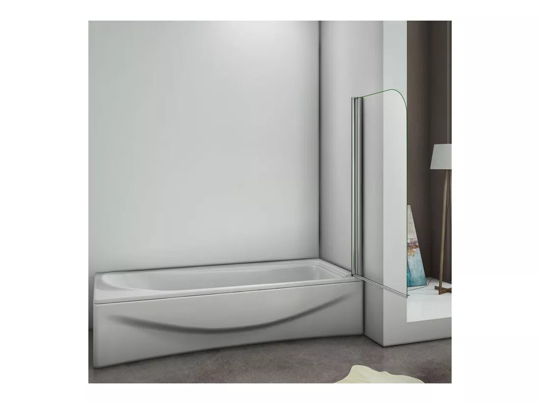 Pare-baignoire 80x140cm en 6mm verre anticalcaire, paroi de baignoire pivotant 180°Hauteur 140cm