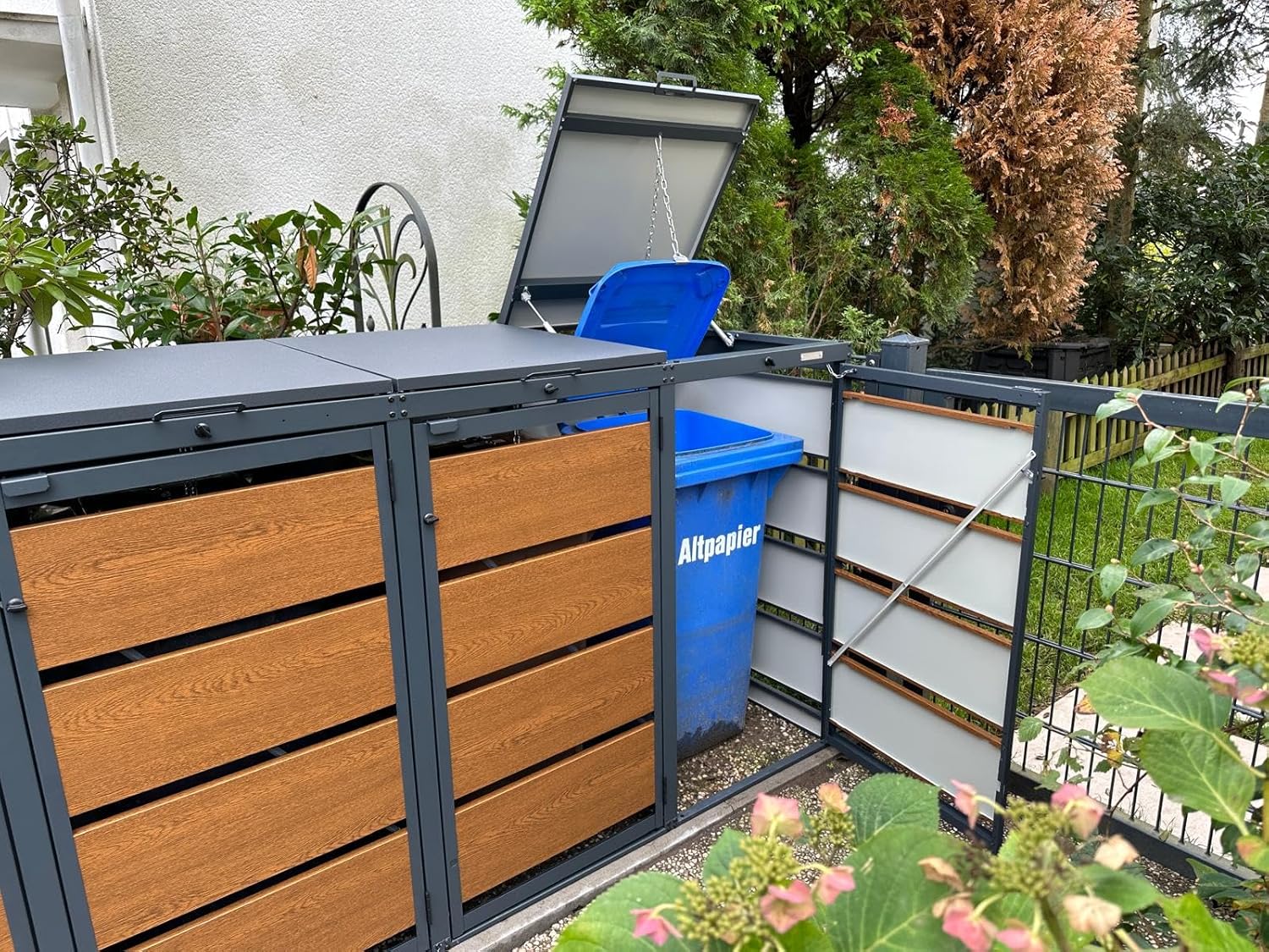 Mülltonnenbox 3er für 240 Liter Mülltonne | Golden Oak |Mülltonnenverkleidung | Mülltonnenhaus | Box für Mülltonnen | Mülltonnenunterstand | Mülltonneneinhausung