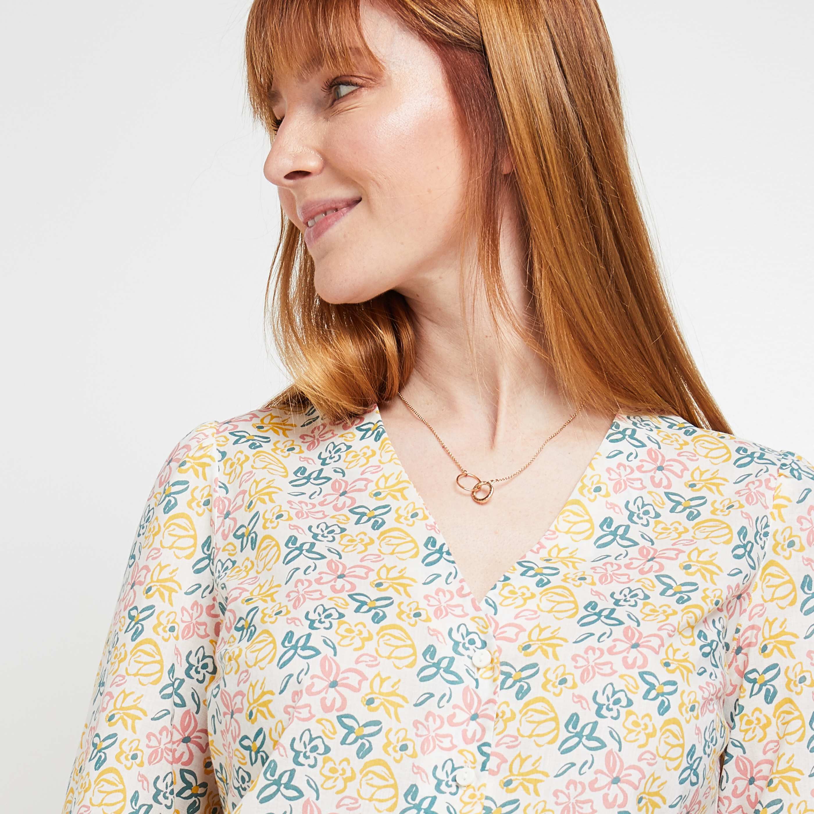 Chemisier imprimé femme - BEIGE