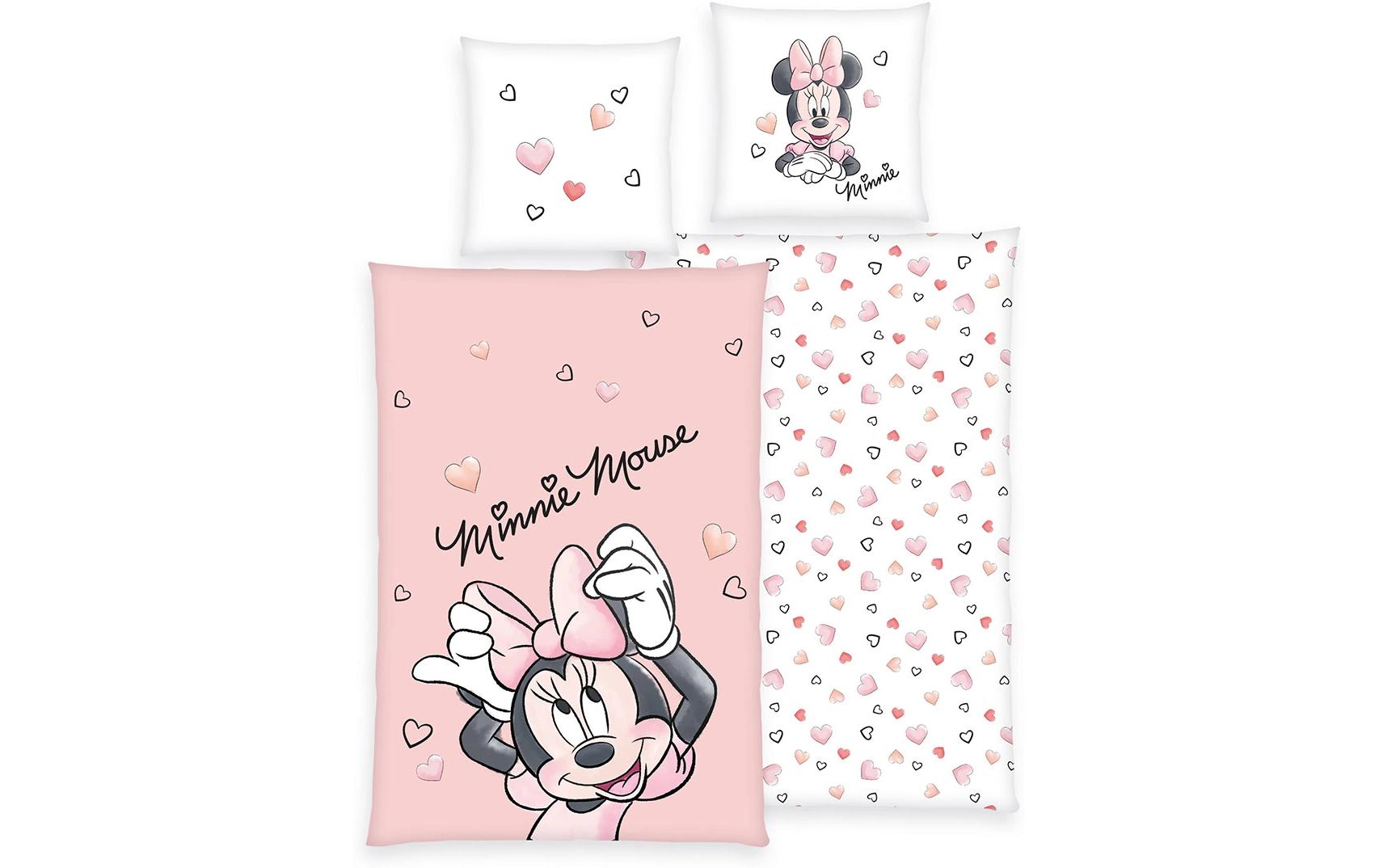 Kinder Bettwäschegarnitur Minnie Mouse, 65/100+160/210 cmBettwäsche-Set für Kinder aus 100% Baumwolle