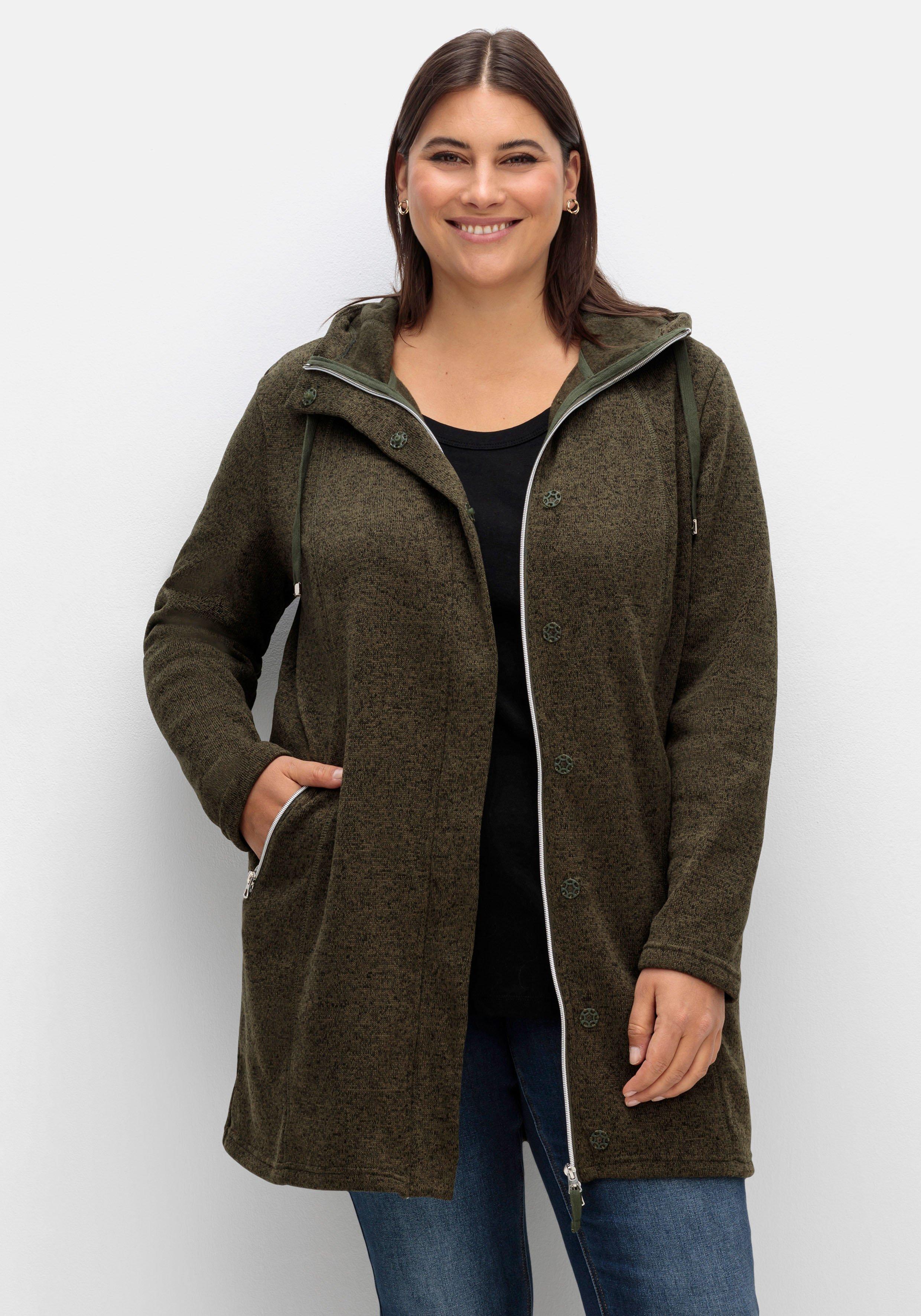 Fleecejacke mit Kapuze, in Melange-Optik