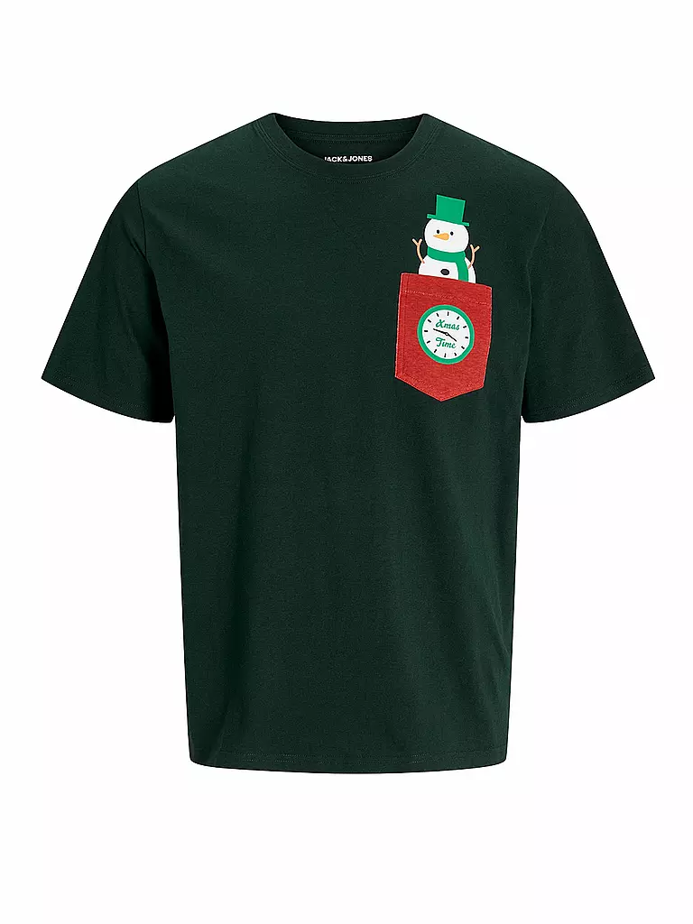 JACK & JONES T-Shirt JJXMAS dunkelgrün