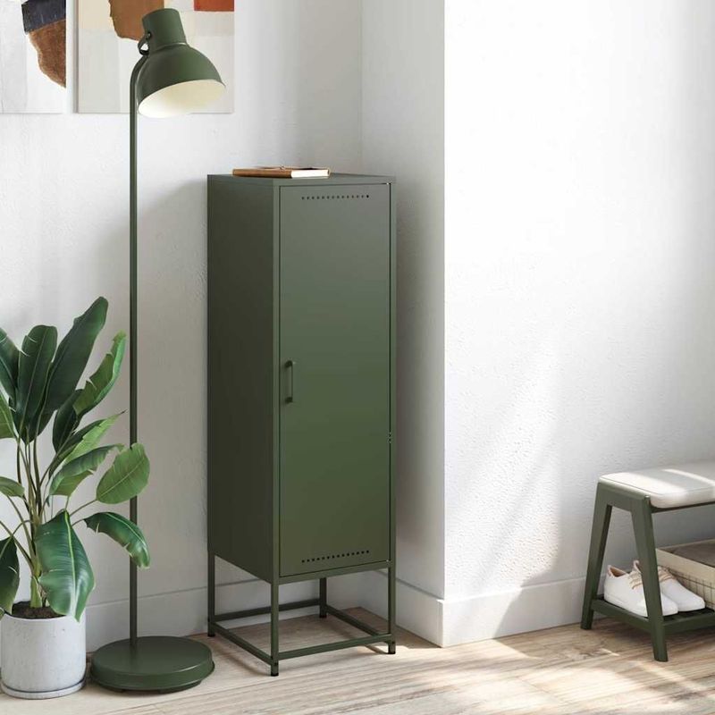 vidaXL Hoge Kast - Olijfgroen - Staal - 3 Vakken