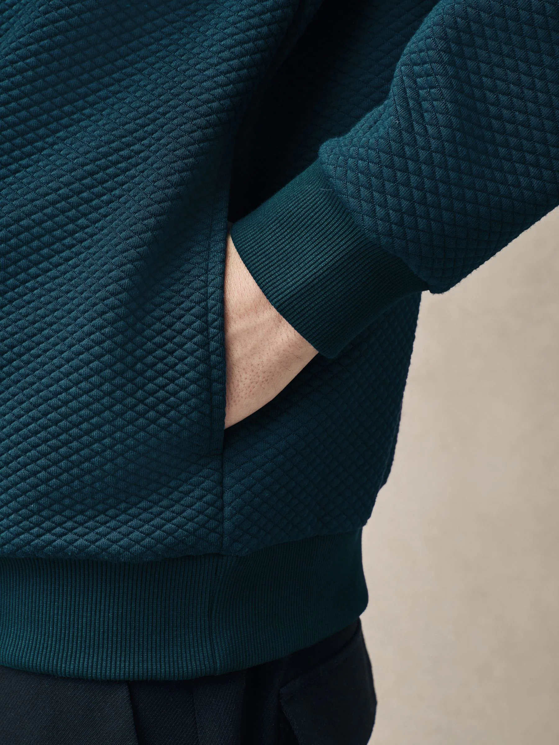 Blauwgroen - Pullover-hoody met textuur