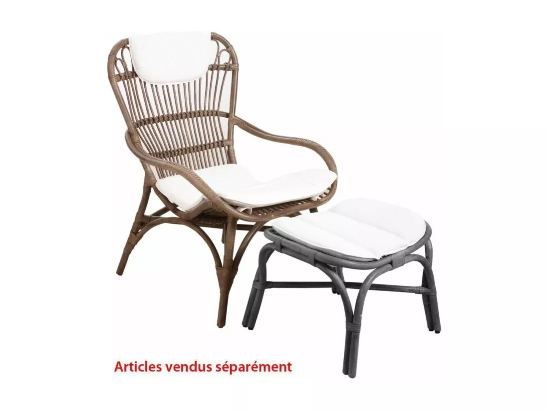 Fauteuil en rotin gris vintage