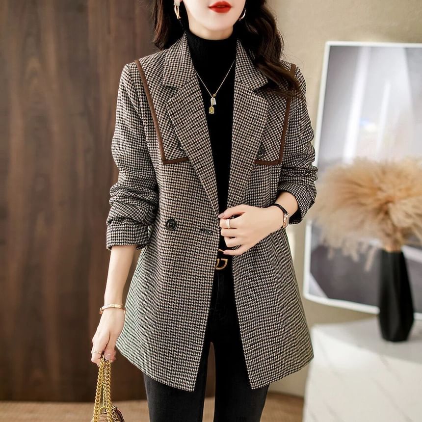 Jeonseon - Geruite blazer met dubbele rij knopen