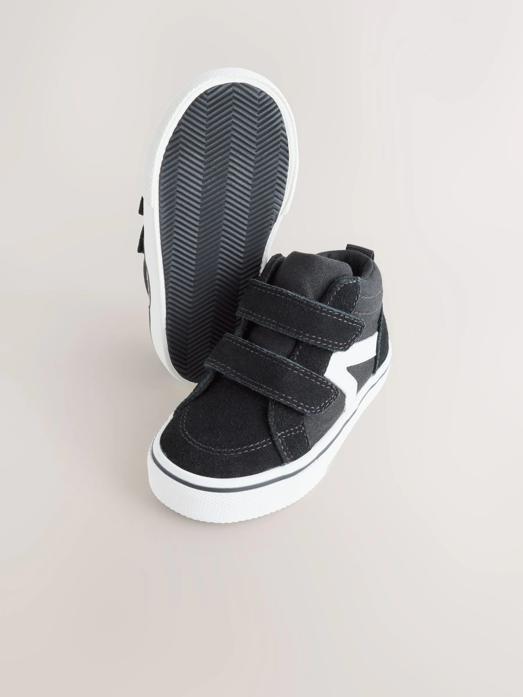 Zwart - Suède hoge sneakers met klittenbandsluiting