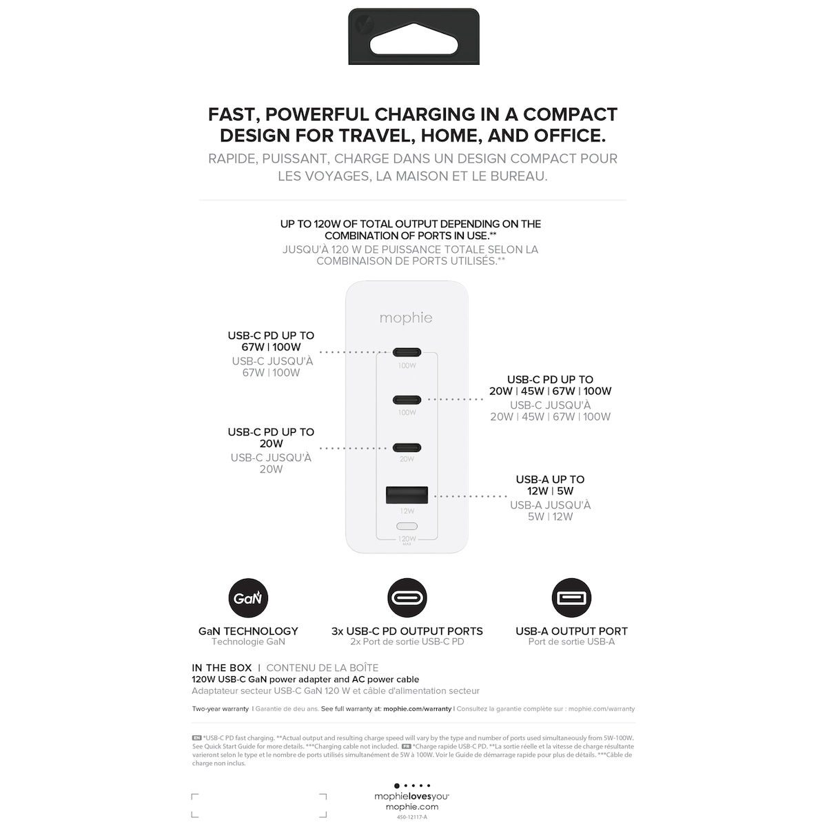 Mophie Speedport 120W GaN vegglader