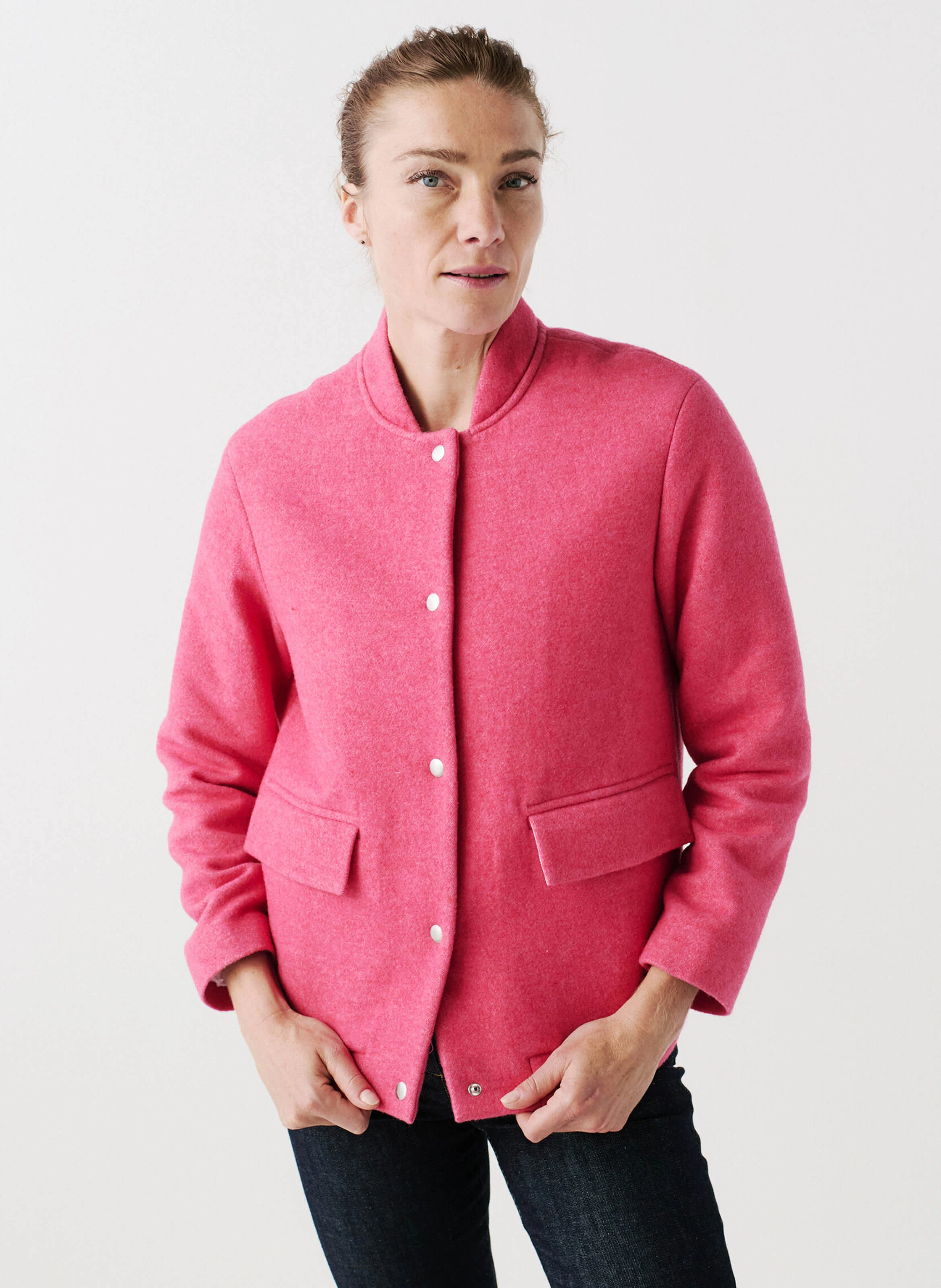 GAZELLE - Manteau court en laine mélangée | Rose