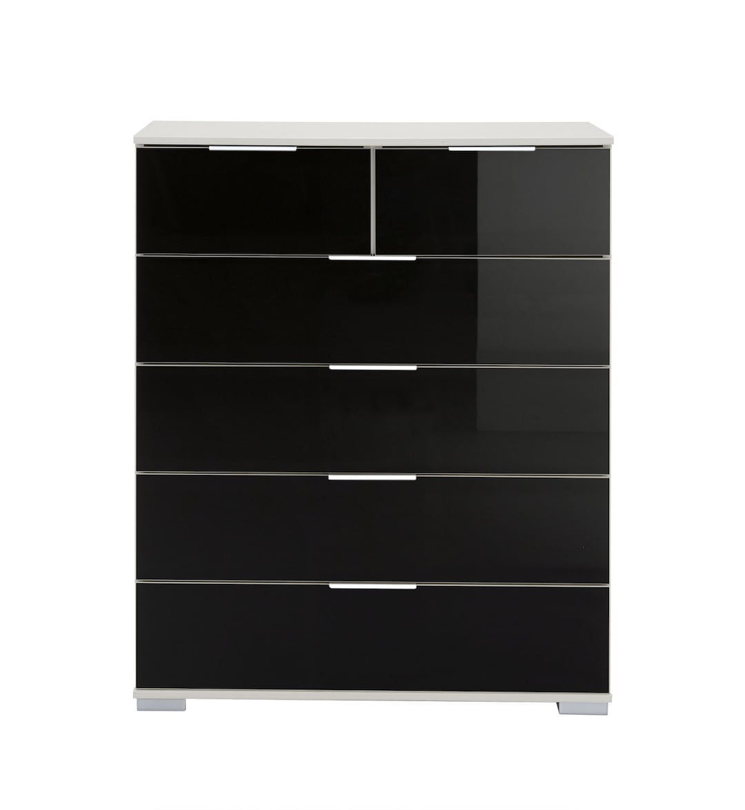 Kommode Weiß/Glas Schwarz 82 x 102 x 42 cm