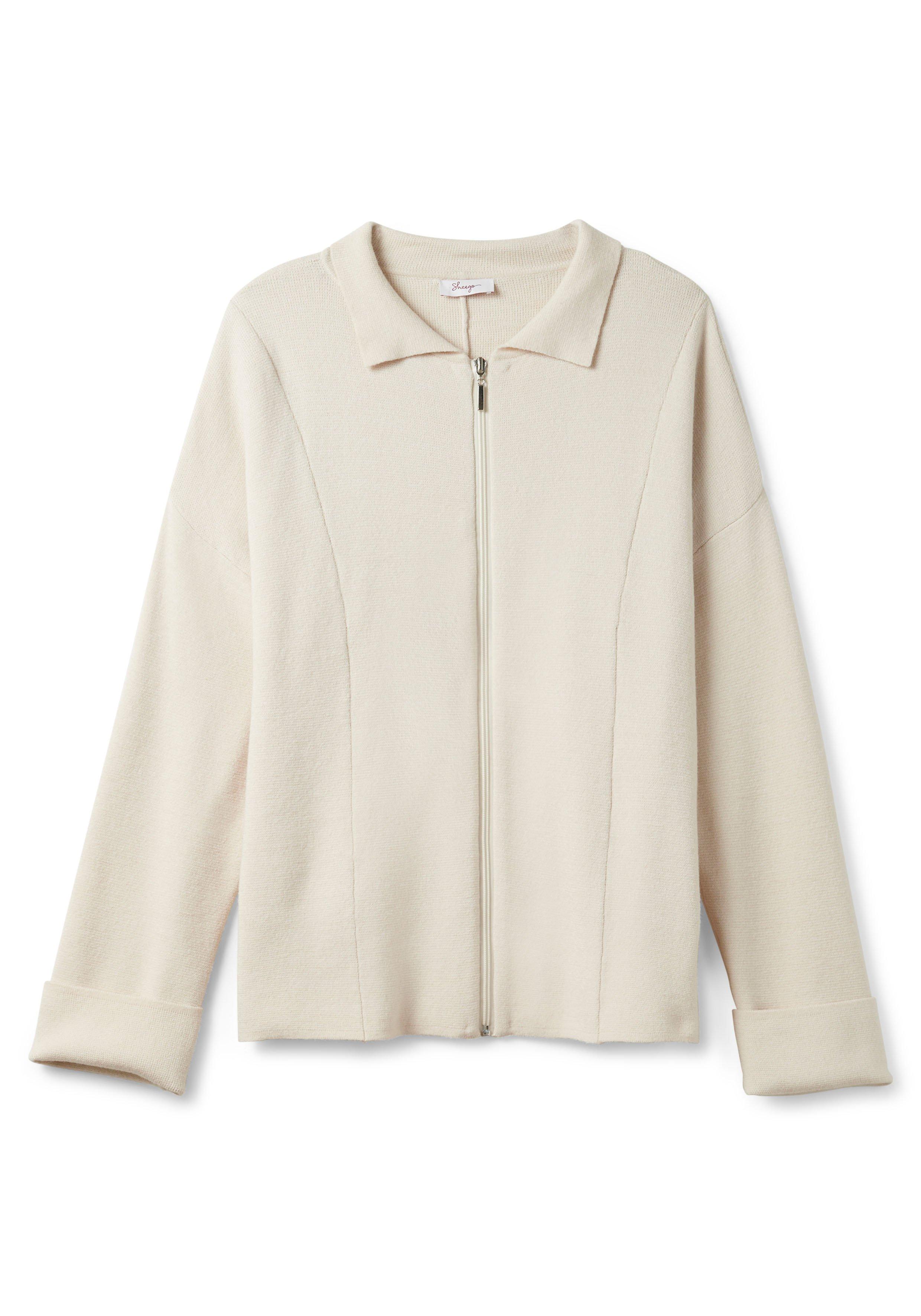 Strickjacke mit Reißverschluss und Umlegekragen