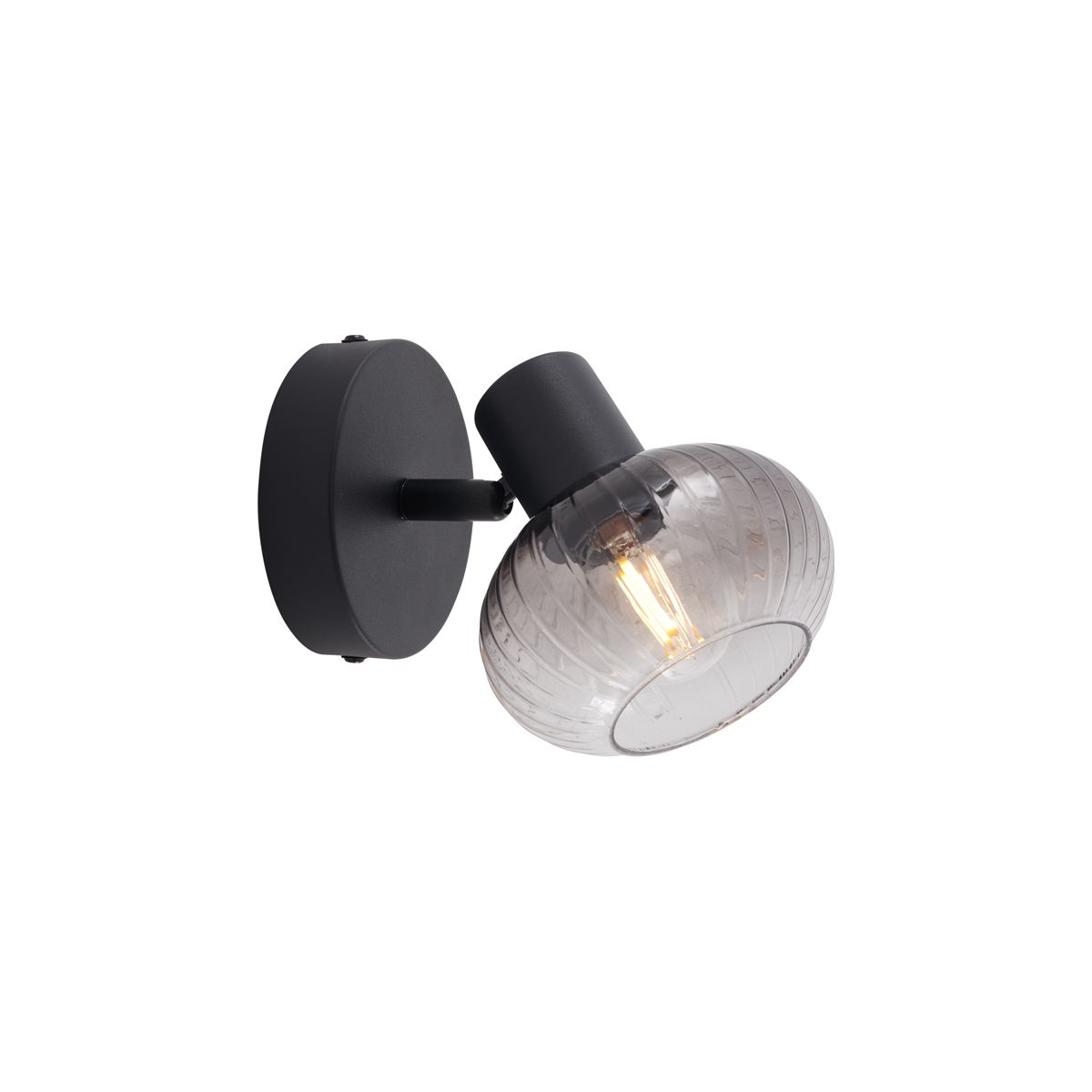 Moderne plafondspot zwart met smoke glas rond - Teddy
