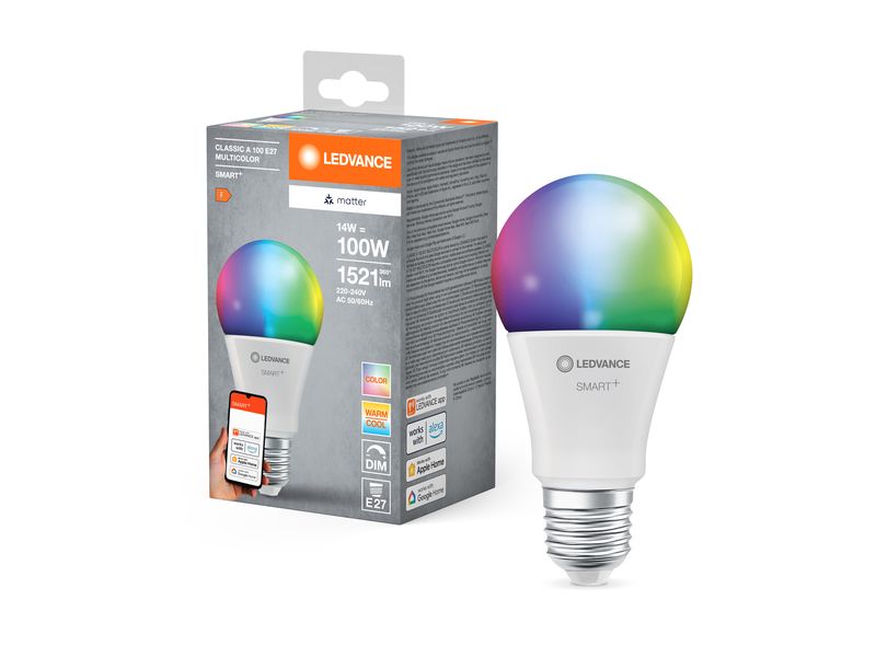 Ledvance SMART  Matter Classic A100 Multicolor 14W 827-865 Klassische Kolbenform mit Matter technologie