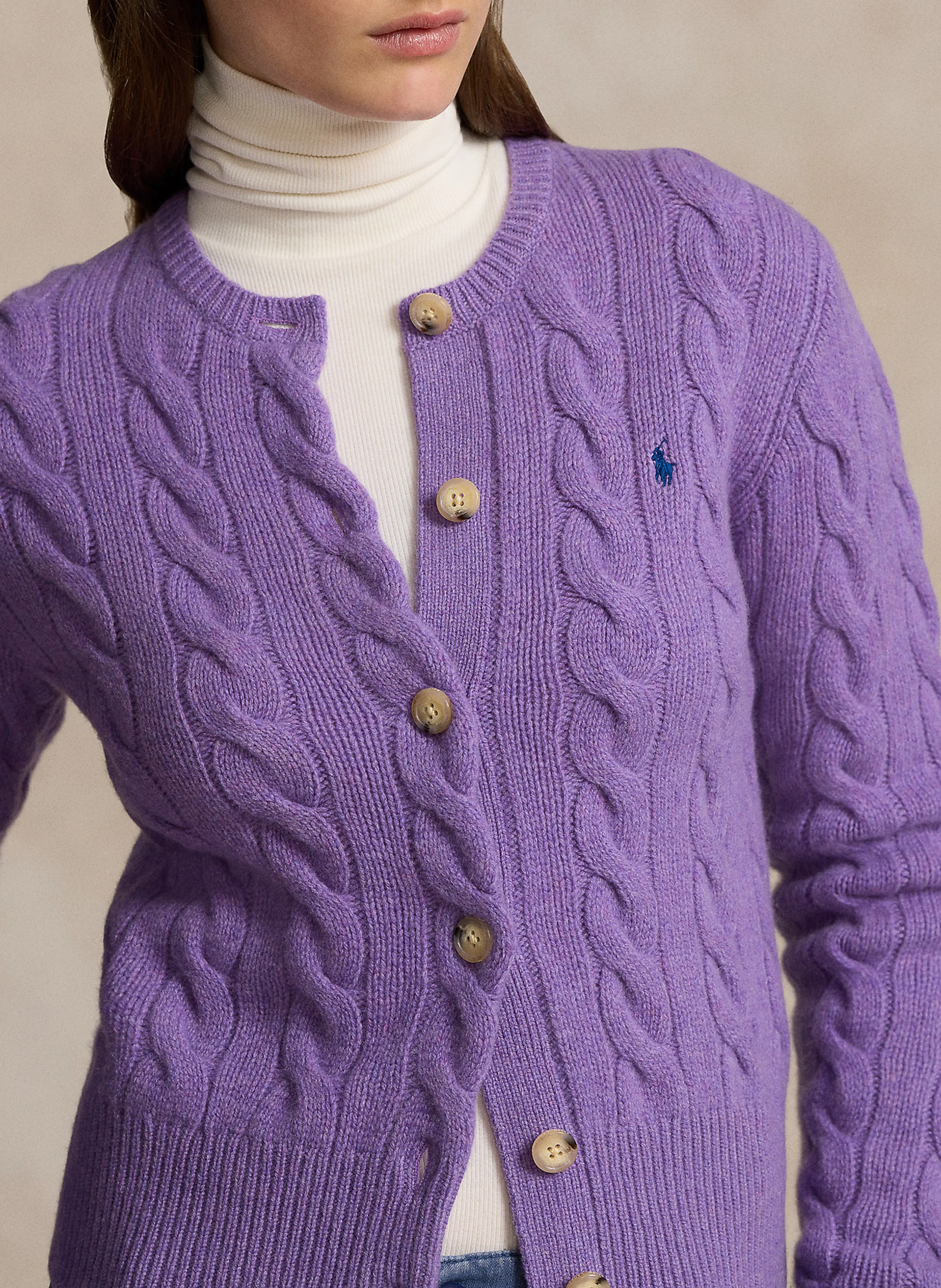 Gilet col rond en laine et cachemire | Violet
