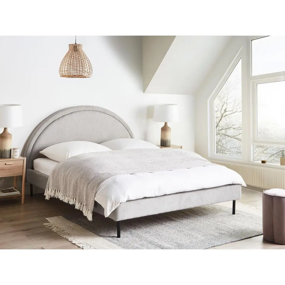 MARGUT - Bed - Lichtgrijs - 160 x 200 cm - Polyester