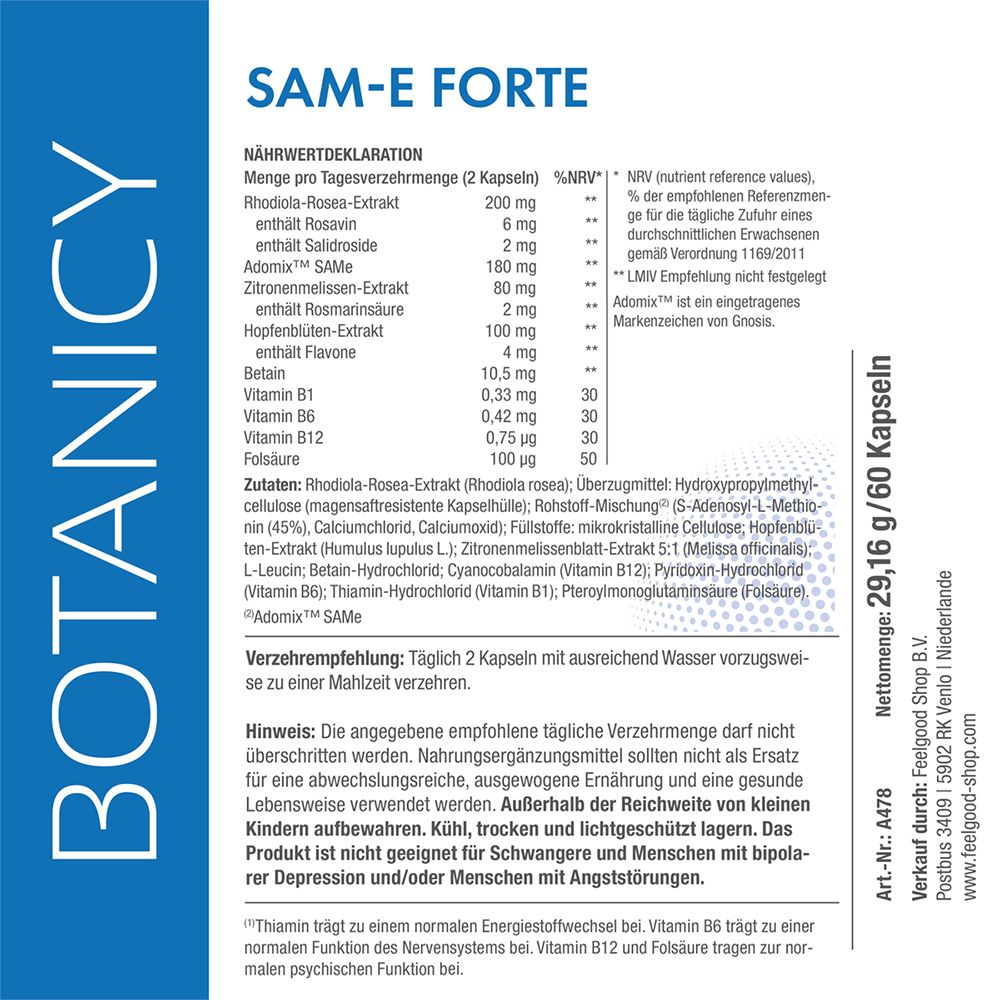 Botanicy - SAM-e forte mit ADOMIX & Kräutern