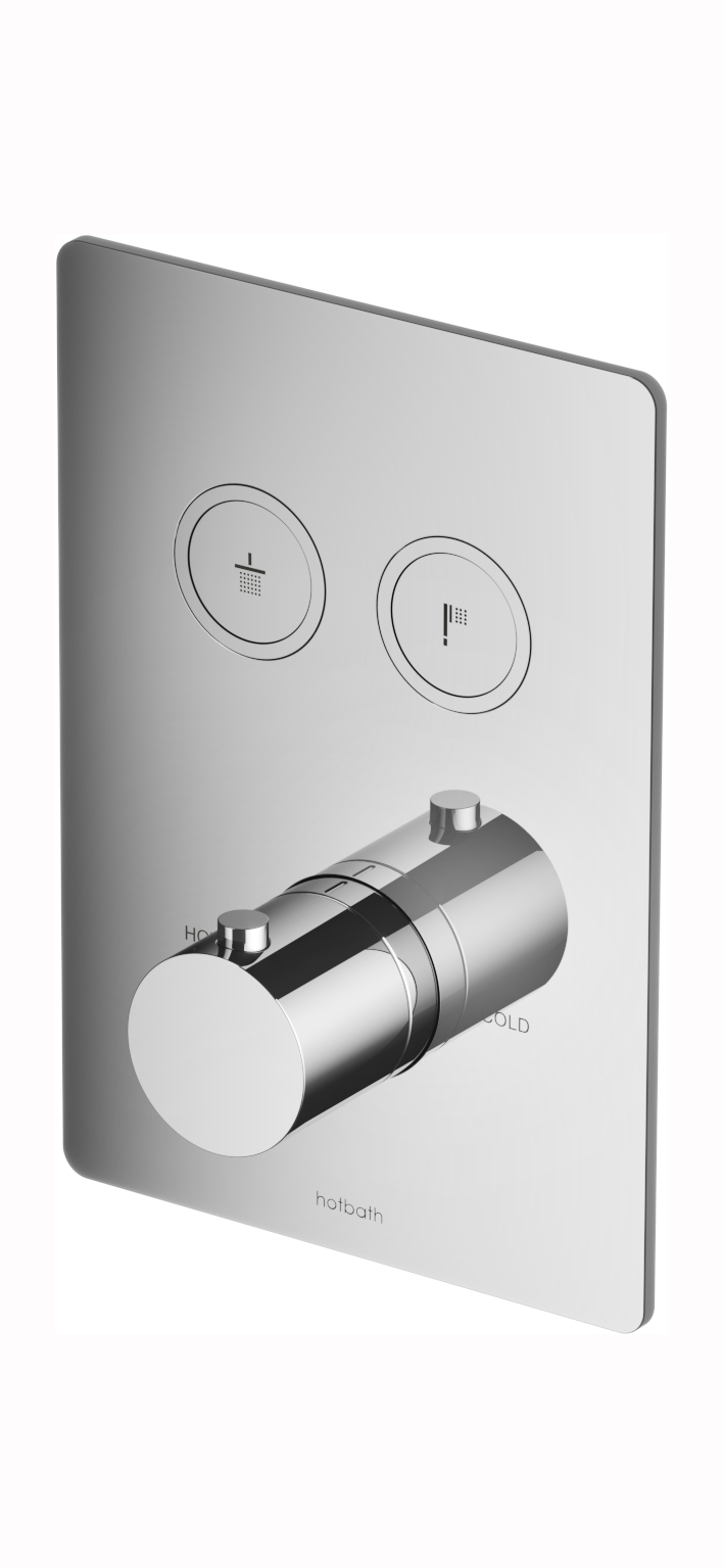 Hotbath Cobber Afbouwdeel thermostaat Rechthoek met 2 push buttons Chroom PB009Q