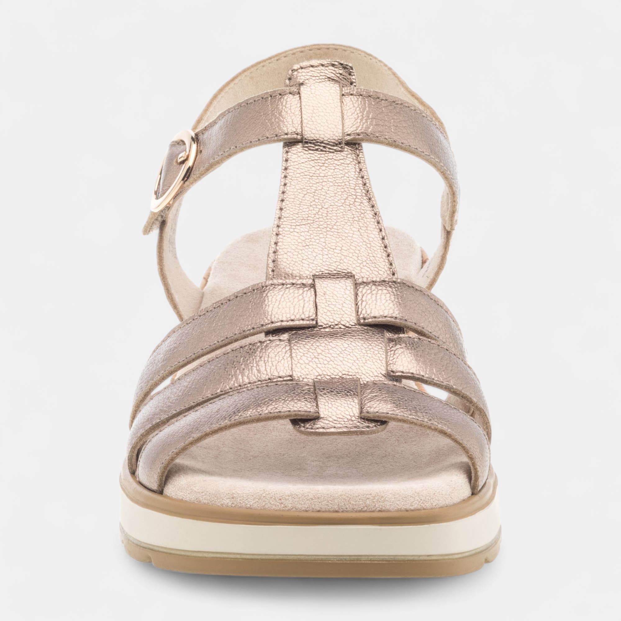 Sandales à talon compensé Femme en cuir taupe