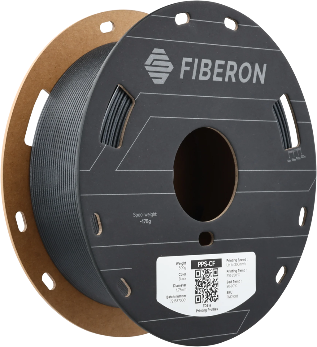 Polymaker  Fiberon™ PPS-CF10 Black, 1,75 mm / 500 g    Hochleistungsfilament mit Kohlefasern für anspruchsvolle Anwendungen