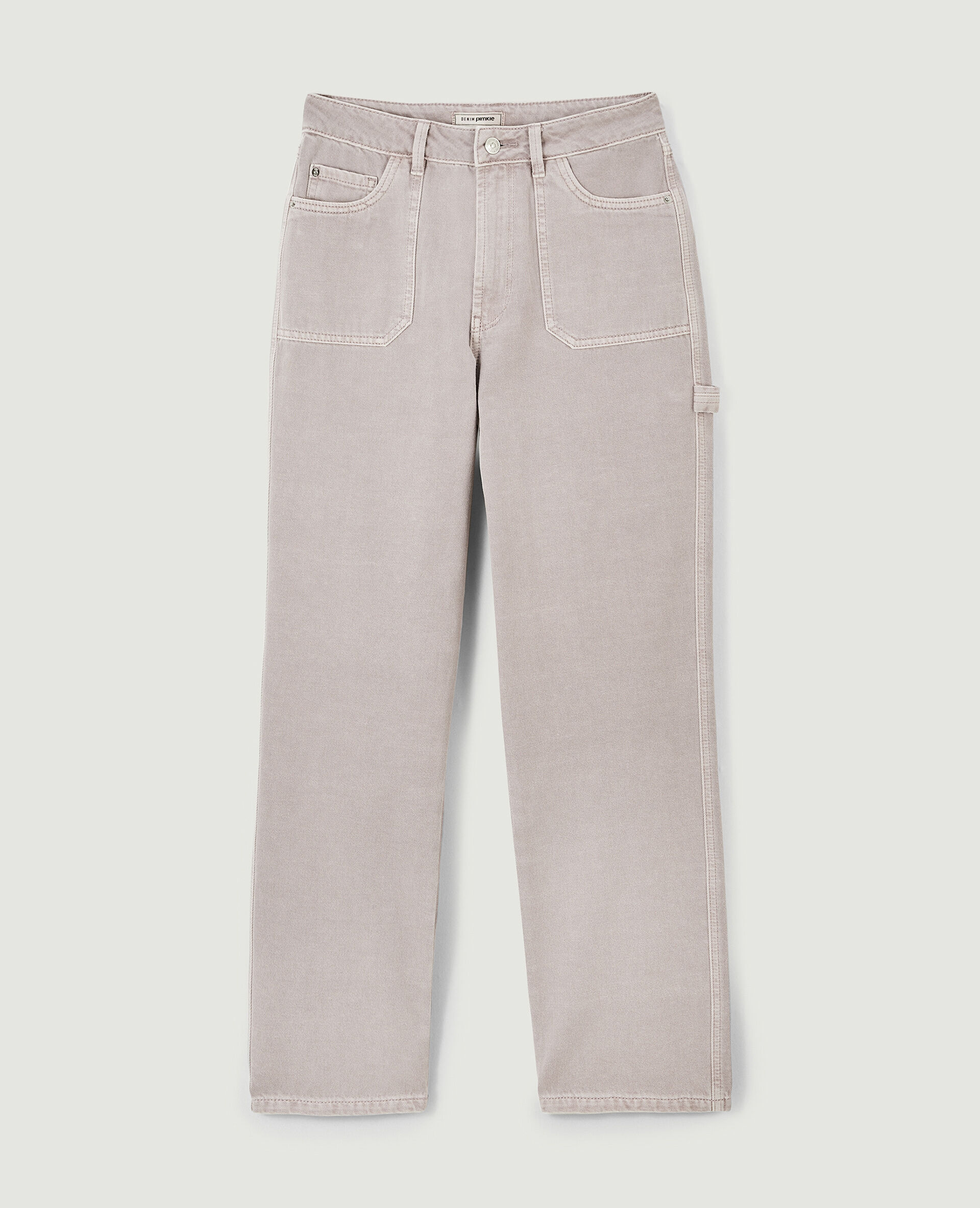 Jean droit taille haute poches devant - Lilas