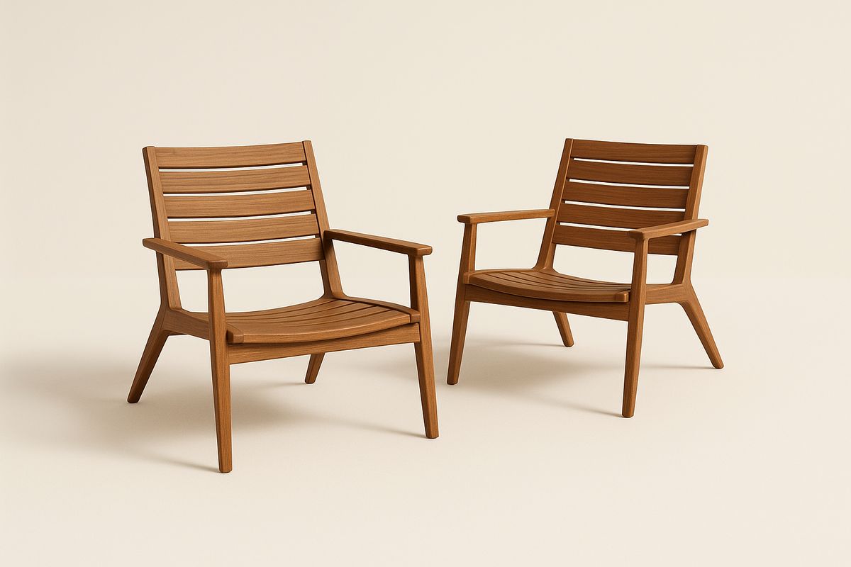 Zwei Stück Gartenstuhl Teakholz Braun 70x65x80cm