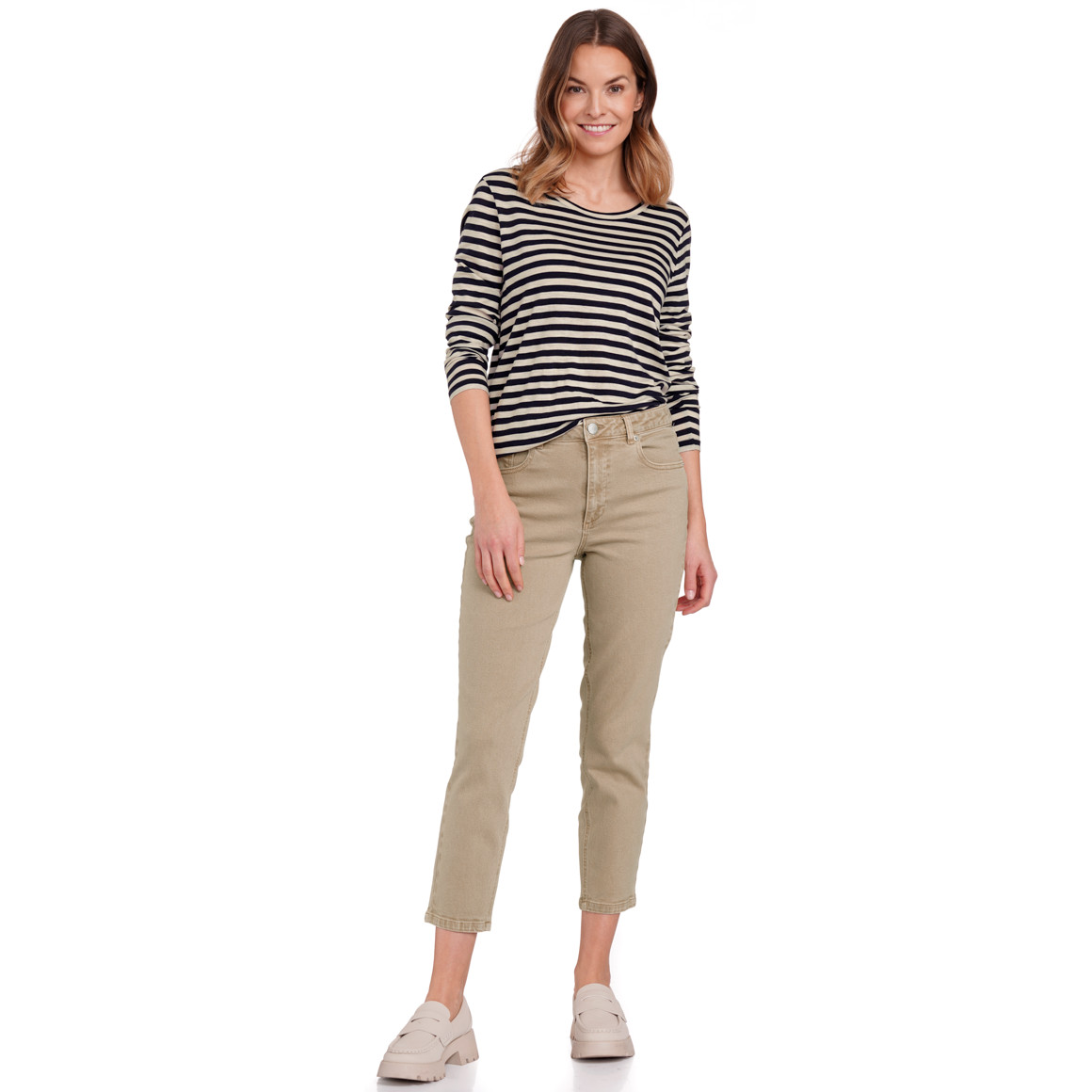 Gina Benotti Damen Langarmshirt im Streifen-Look dunkelblau / creme