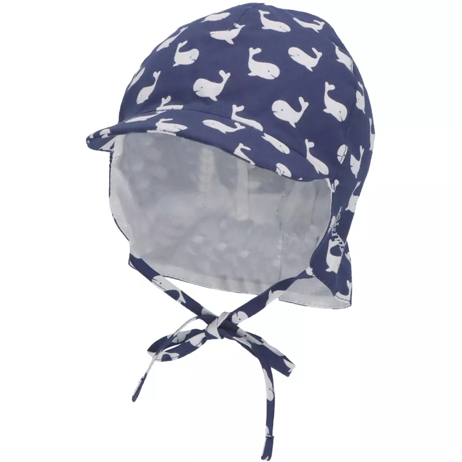 Sterntaler Schirmmütze mit Nackenschutz Wale blau