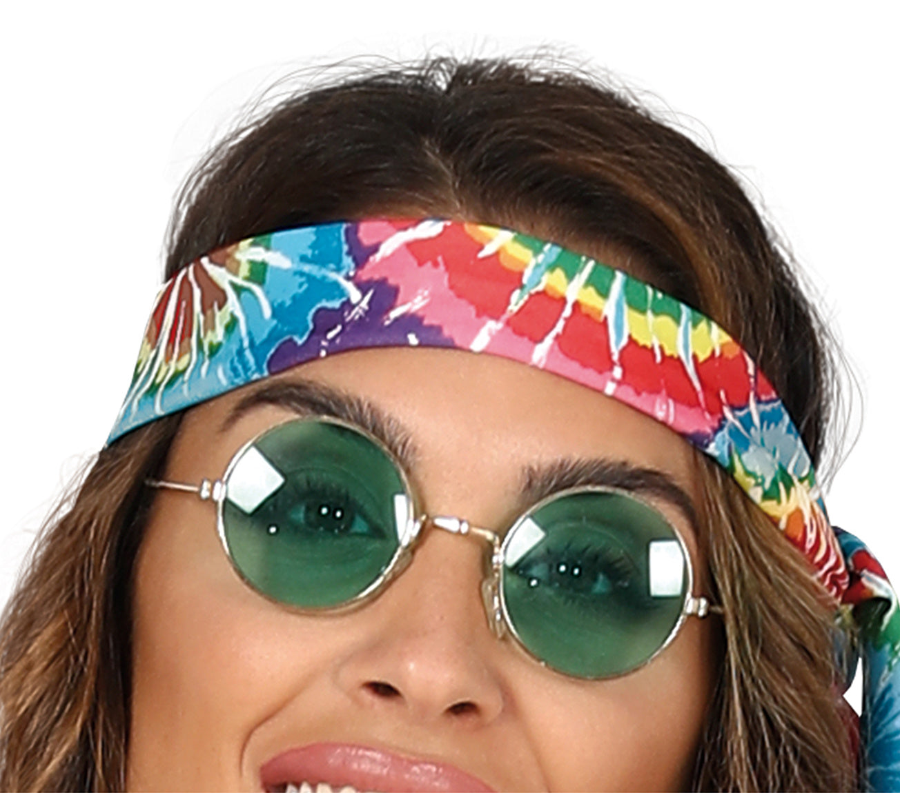 Hippie 60S Kostuum Gekleurd Dames Met Bruin Vest