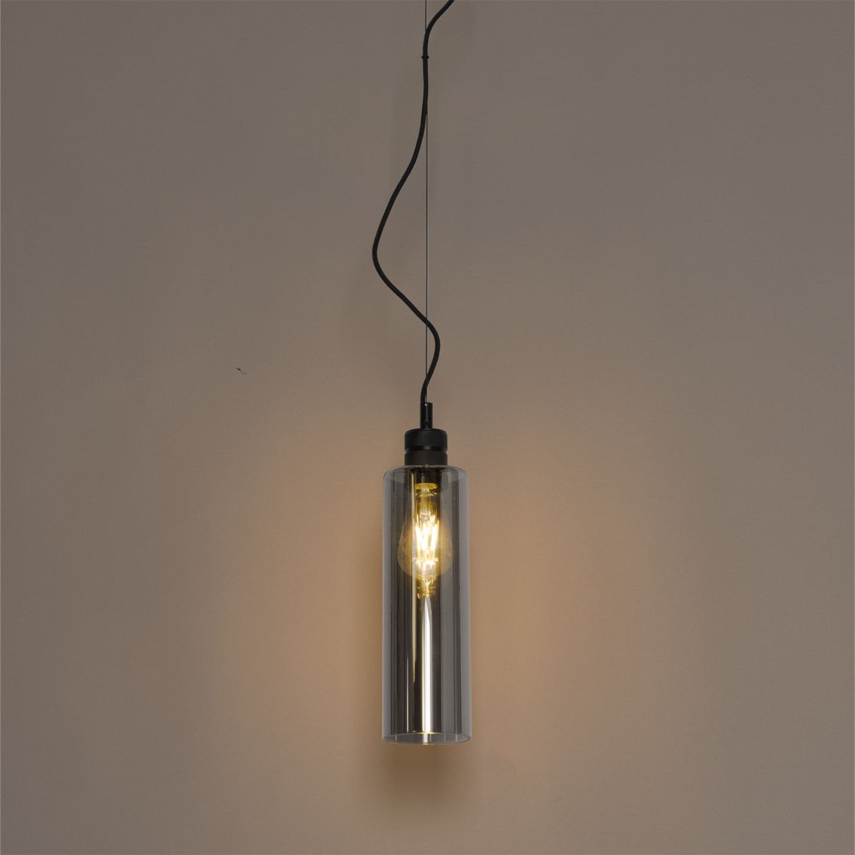 Moderne hanglamp zwart met smoke glas - Stavelot