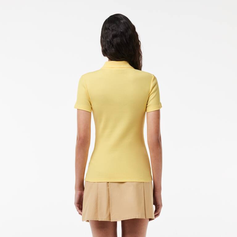 Polo L.12.D slim fit en coton côtelé Manches Courtes - Jaune - Lacoste - Femme