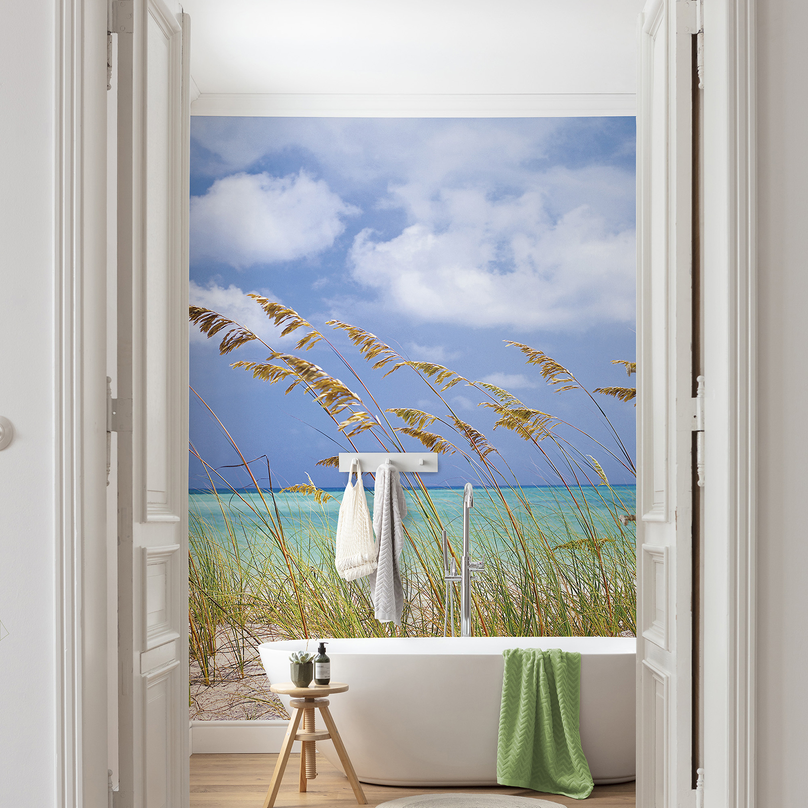 Papier-Fototapete OCEAN BREEZE - blau-grün-beige - 368x254 cm