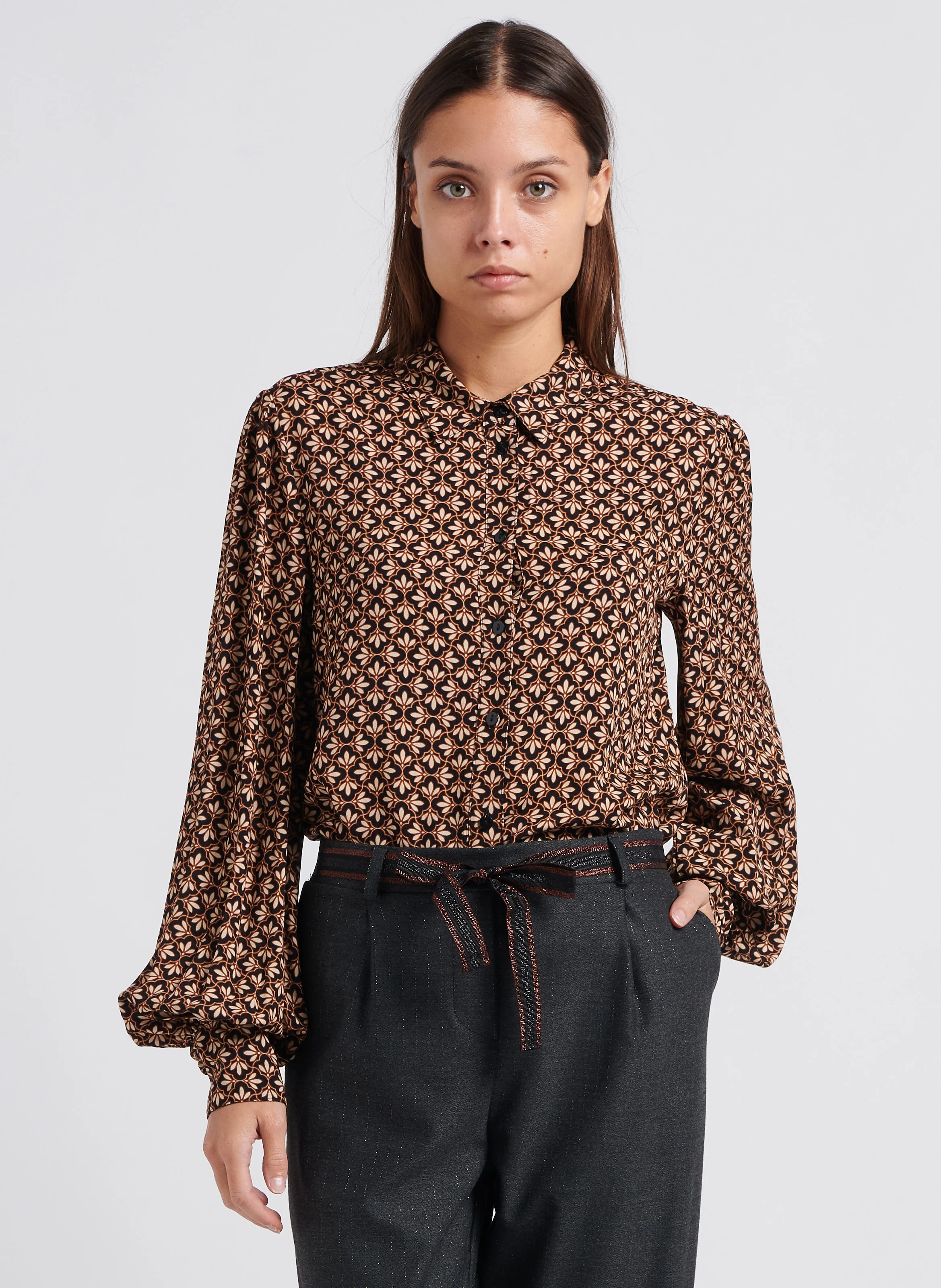 Chemise col classique imprimée | Noir