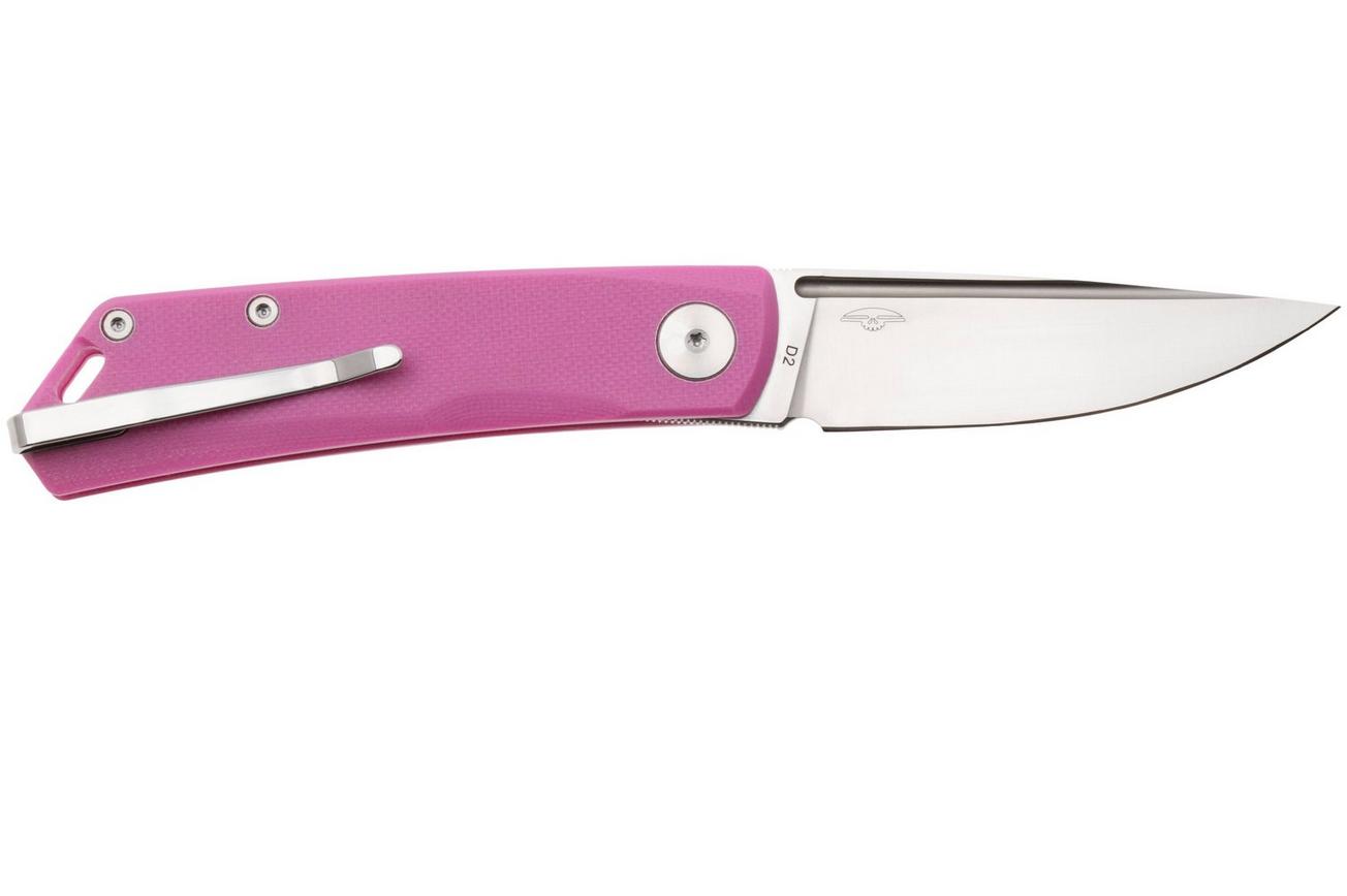Real Steel Luna Phantom Flipper Double Detent 7008PS Satin D2, Pink G10, zakmes