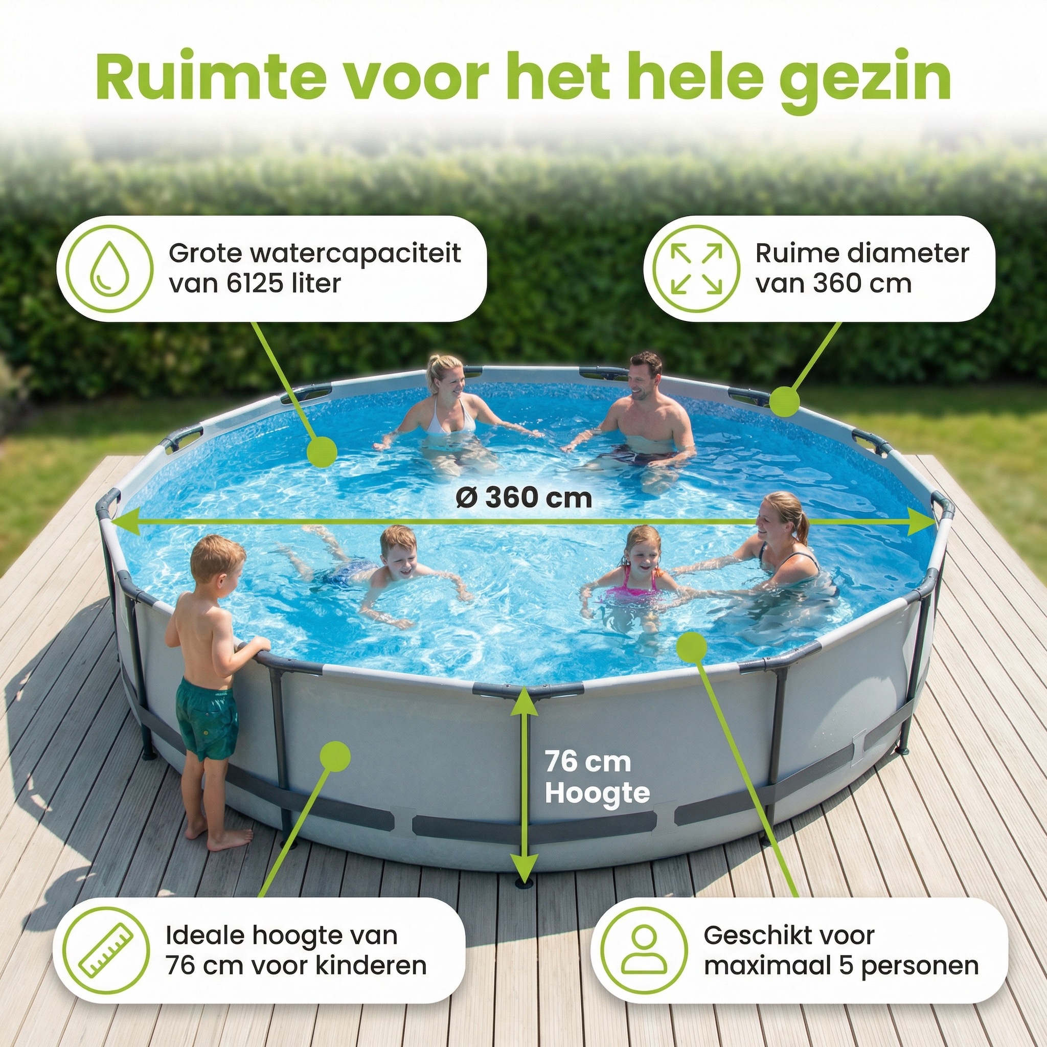 EXIT Lime 360x76cm Zwembad met pomp - Green