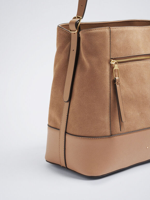 Bolsa de ombro em camurça - Camel