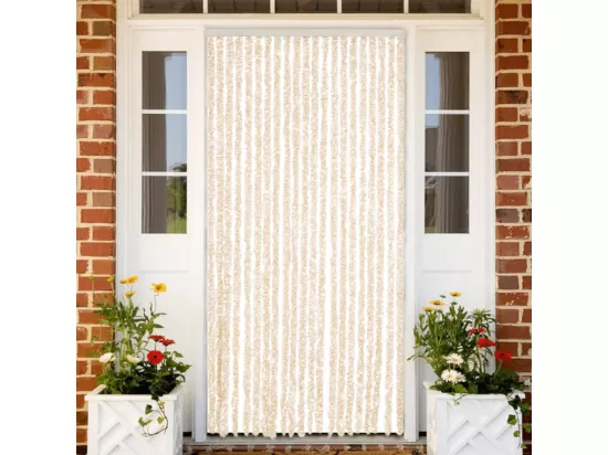 Rideau anti-mouches beige et blanc 90x220 cm chenille