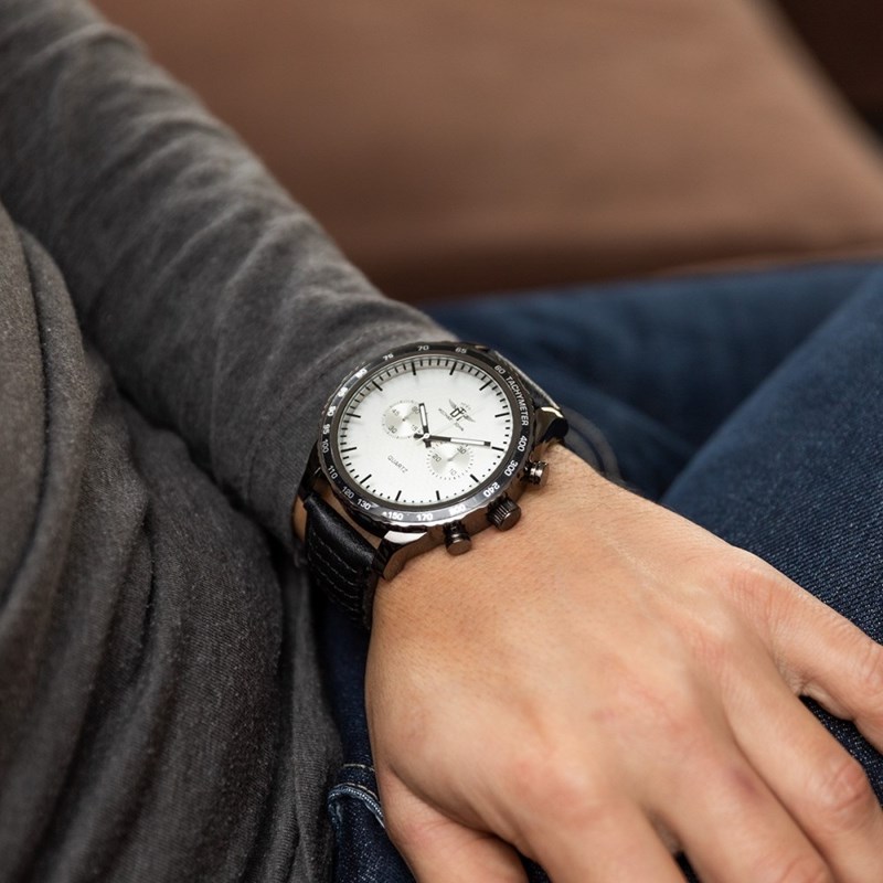 Montre Homme M. JOHN bracelet Cuir Noir