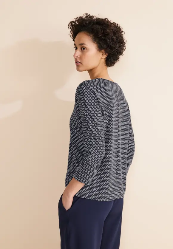 V-Ausschnitt Shirt - deep blue melange