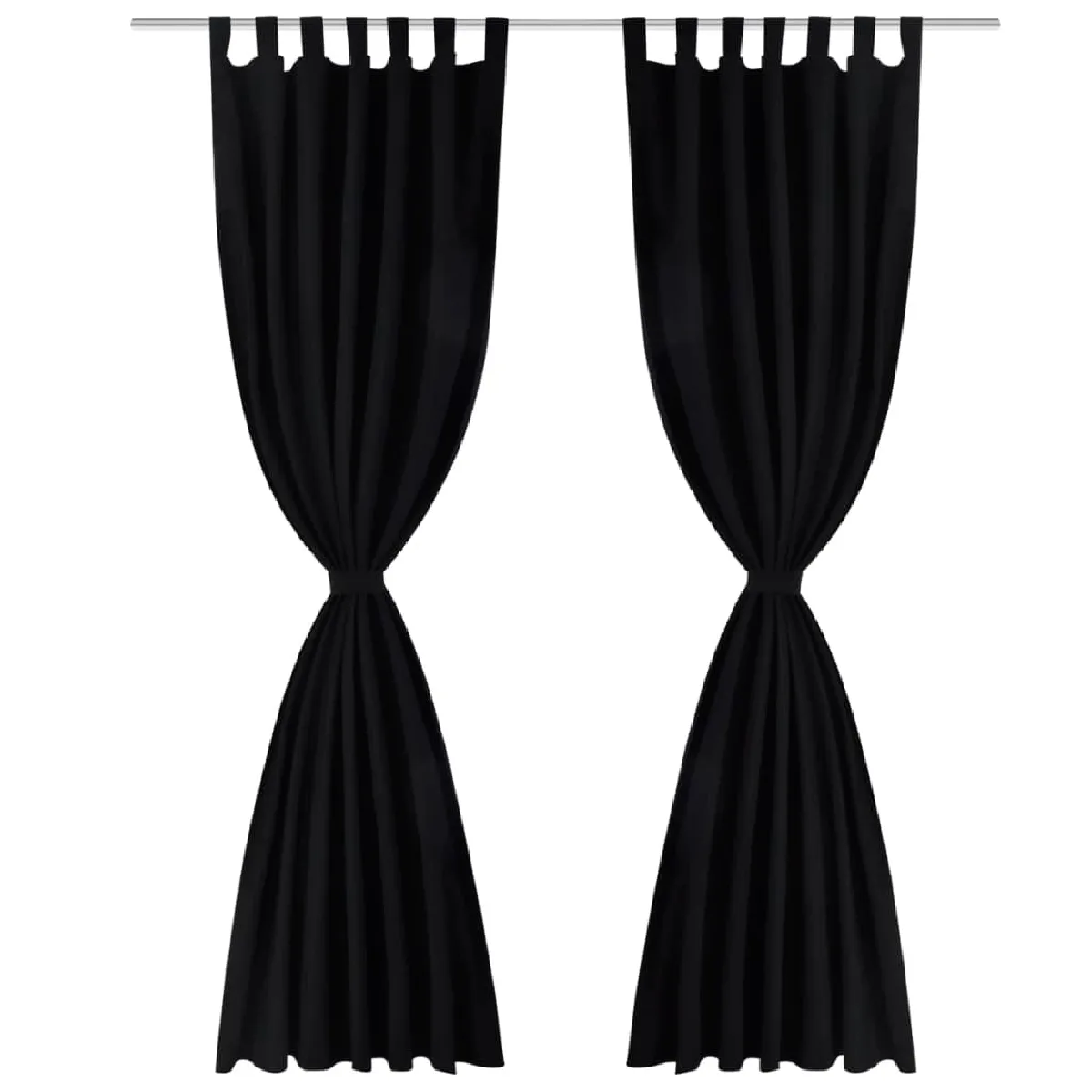 VidaXL Rideau à Passant 2 pcs - Noir
