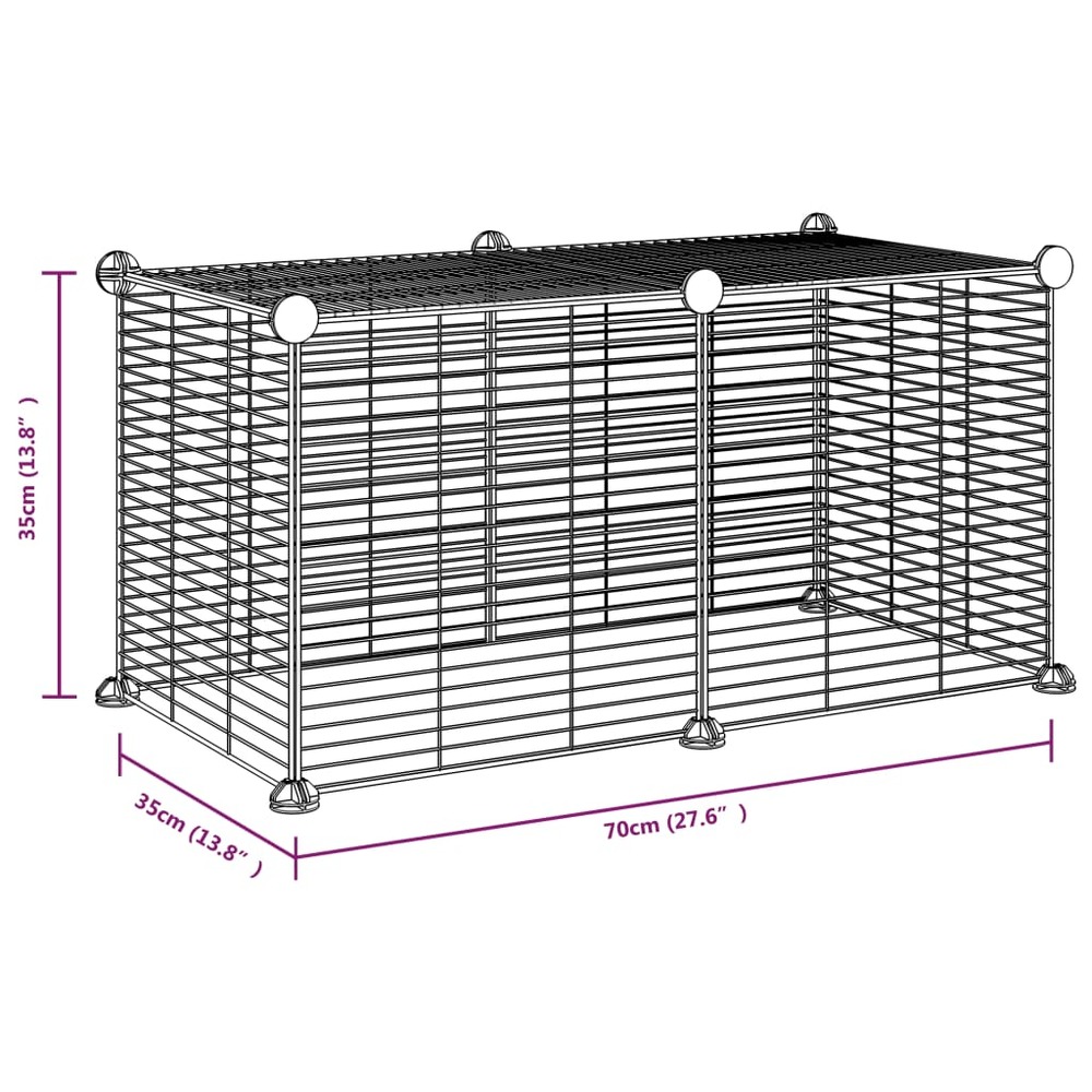 Cage animaux de compagnie à 8 panneaux noir 35x35 cm acier
