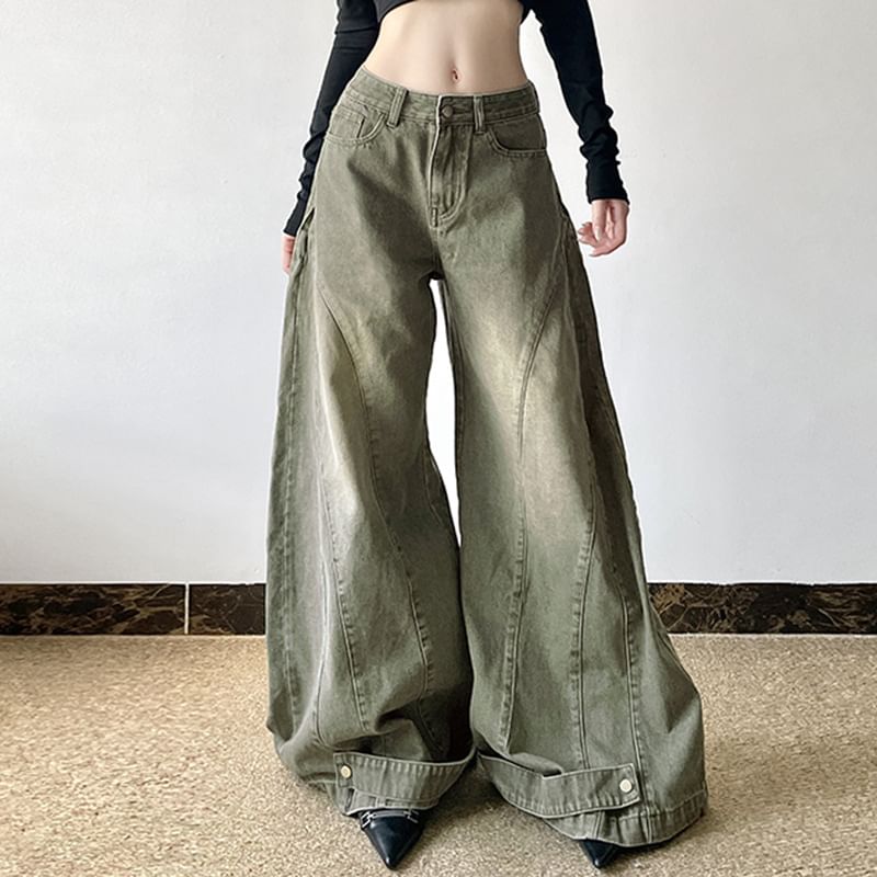 Honet - Low Rise Washed Loose-Fit Wijde Jeans