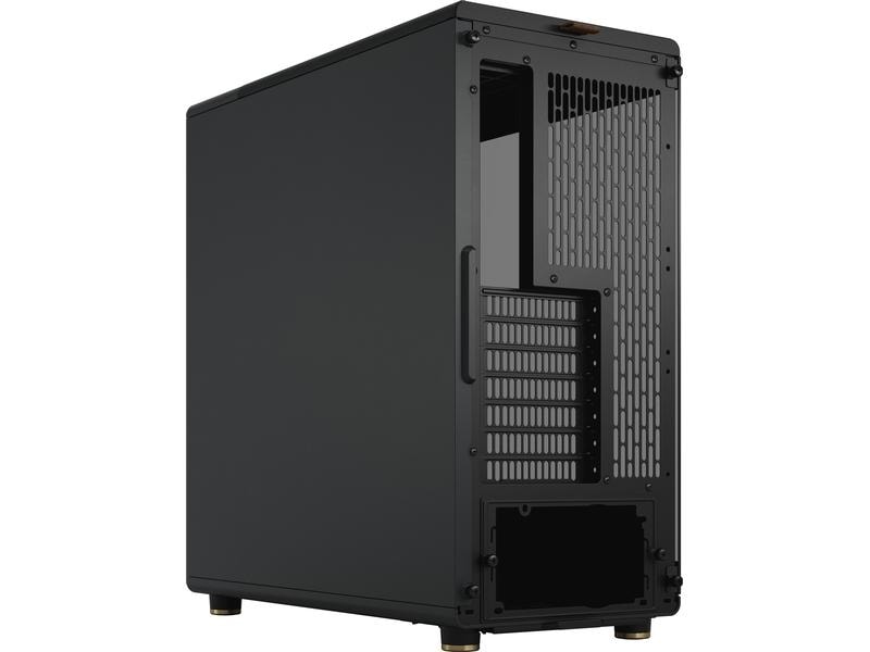 Fractal Design PC-Gehäuse North TG Schwarz Elegantes Gehäuse mit Seitenfenster und offener Front aus echtem Walnussholz
